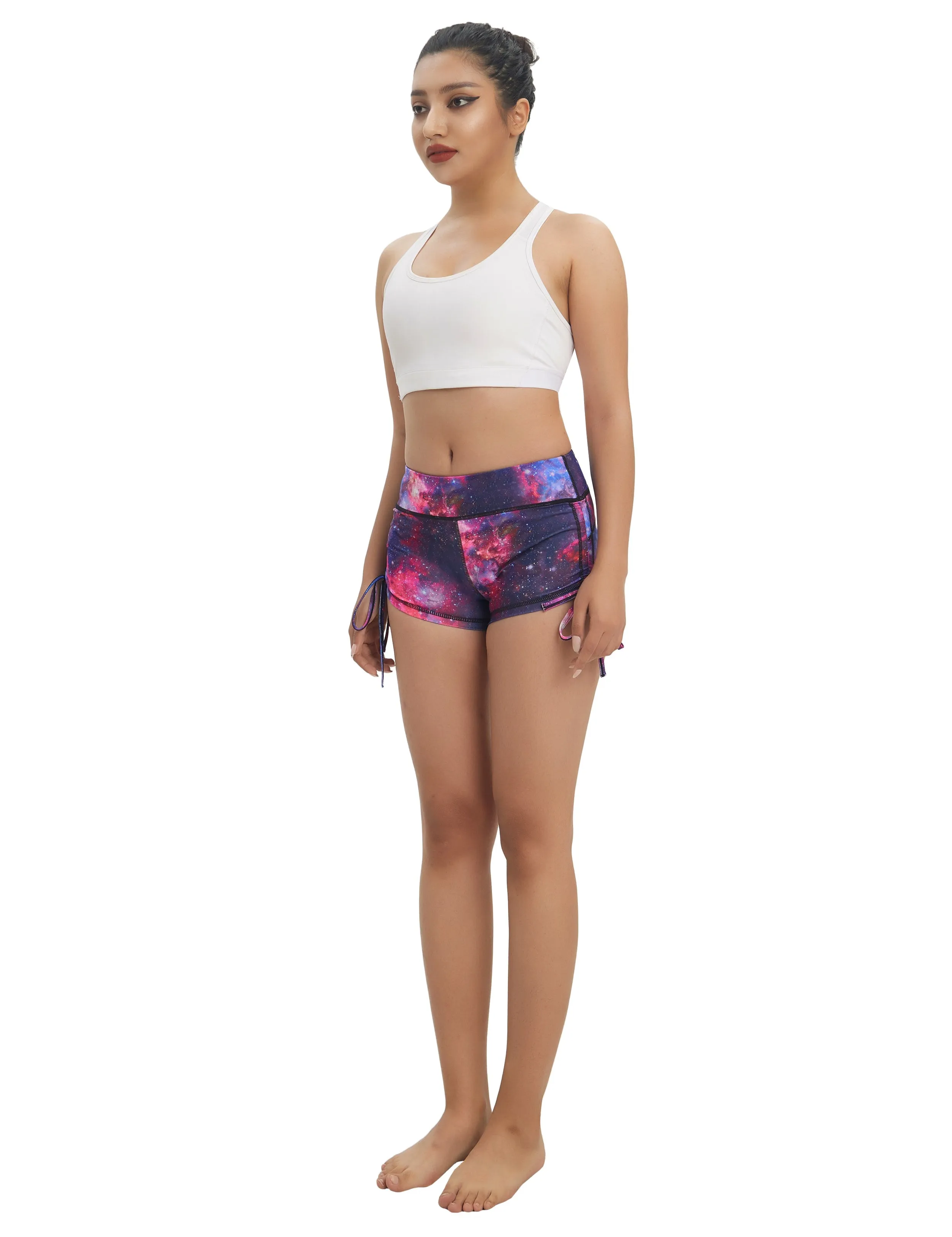 Printed Side Drawstring Hot Shorts galaxy_Running