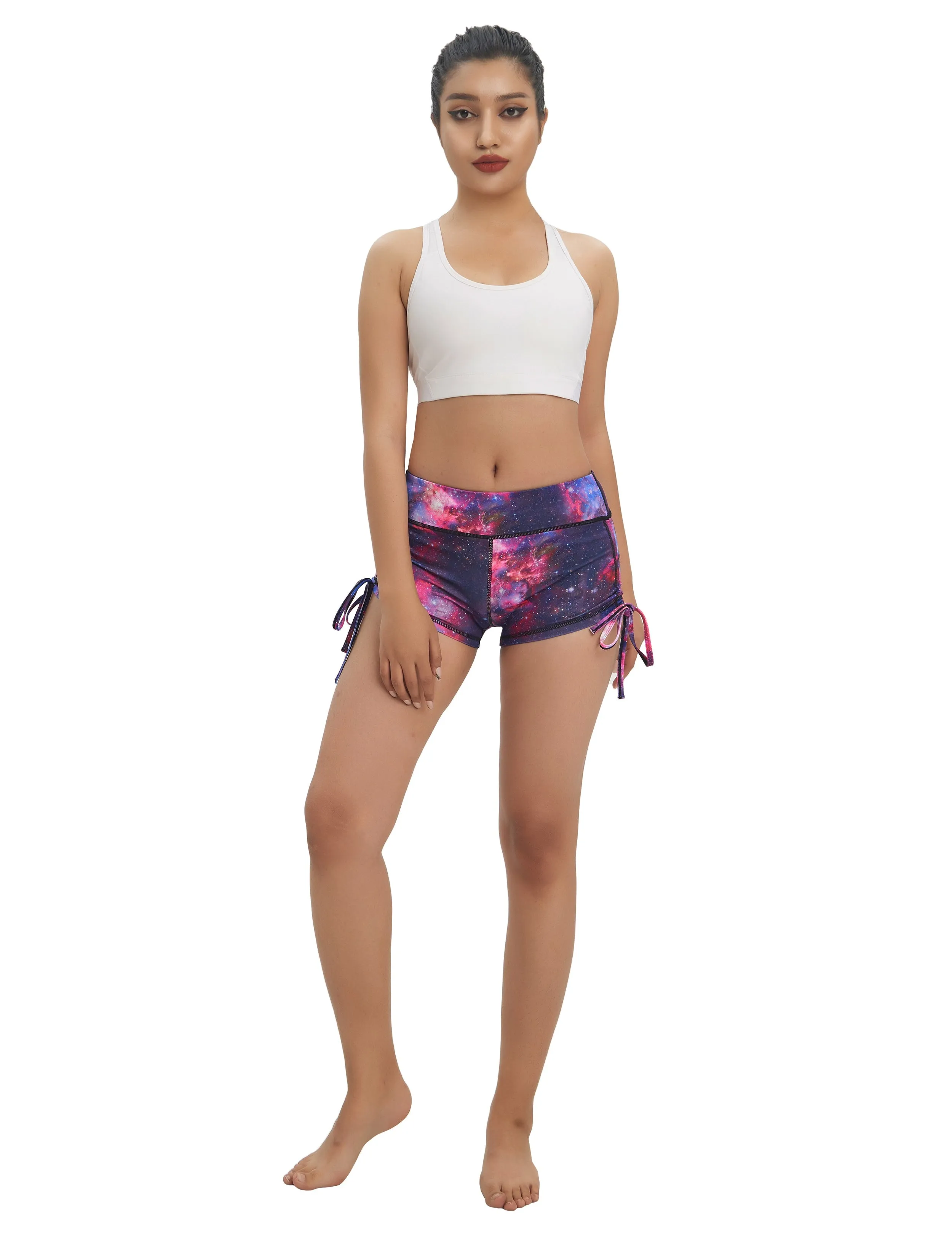 Printed Side Drawstring Hot Shorts galaxy_Running