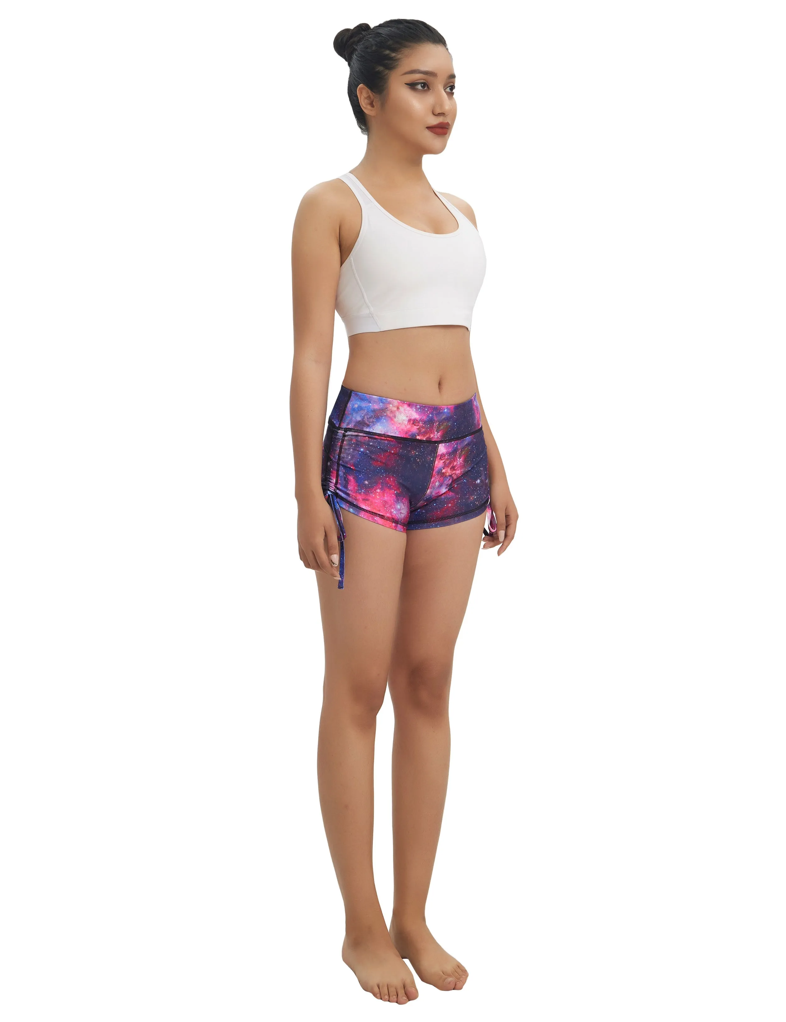 Printed Side Drawstring Hot Shorts galaxy_Running