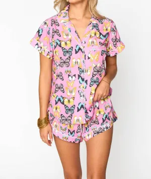 "feelin' Butterflies" Pajama Set In Pink