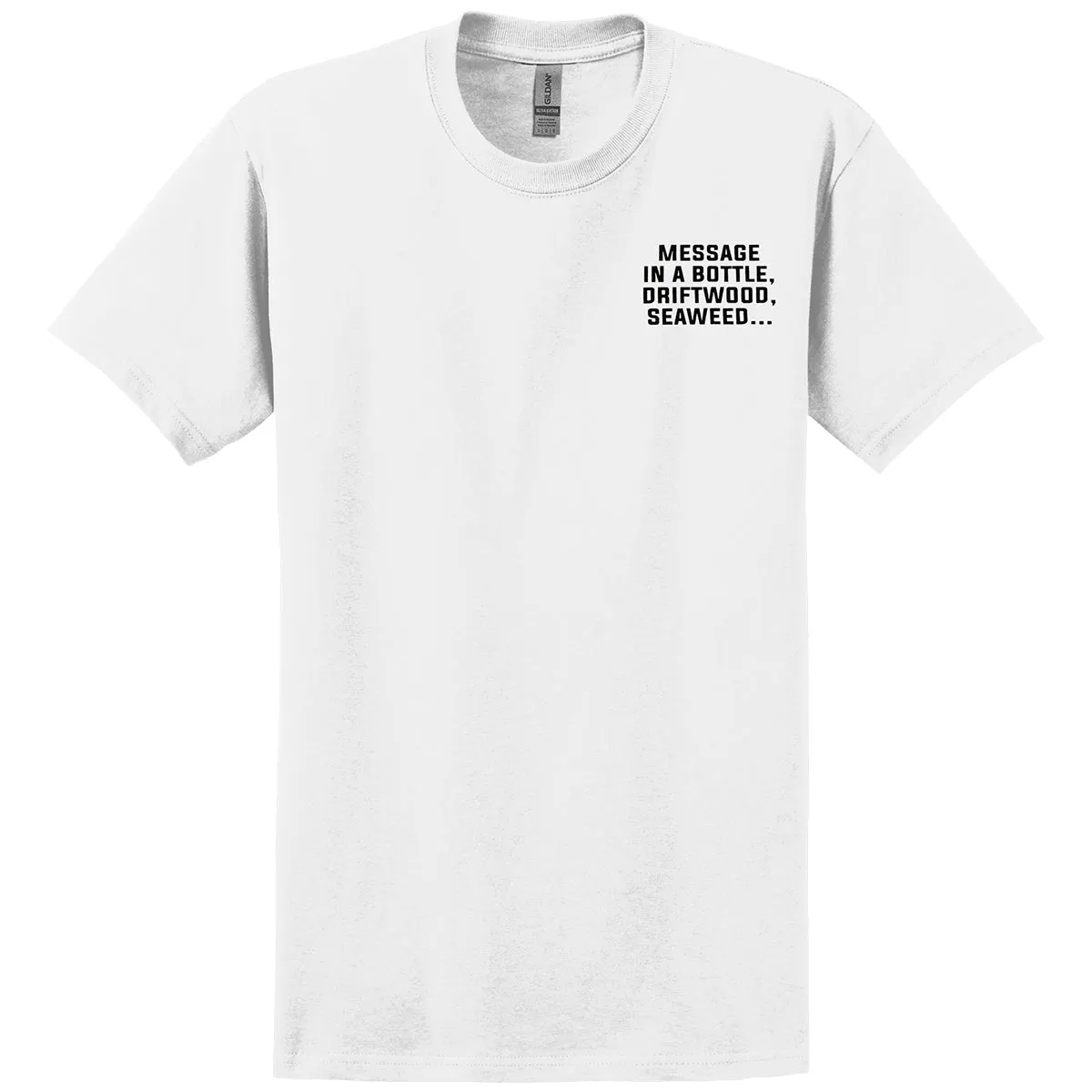 Ragz Men's Message in a Bottle Washed Up Gator Design Short Sleeve T-shirt - White
