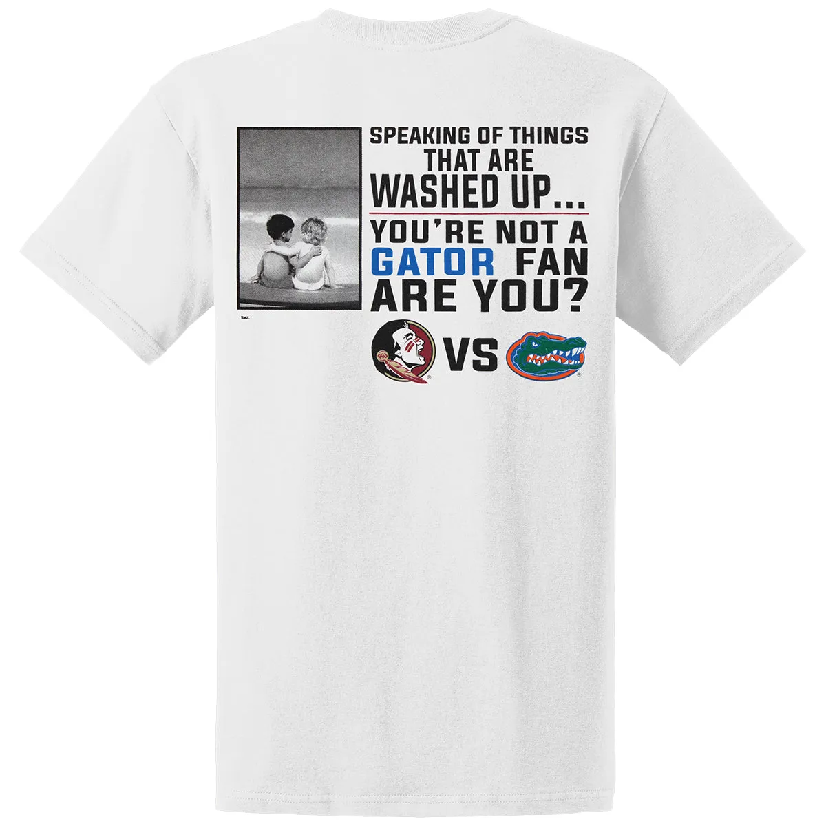 Ragz Men's Message in a Bottle Washed Up Gator Design Short Sleeve T-shirt - White