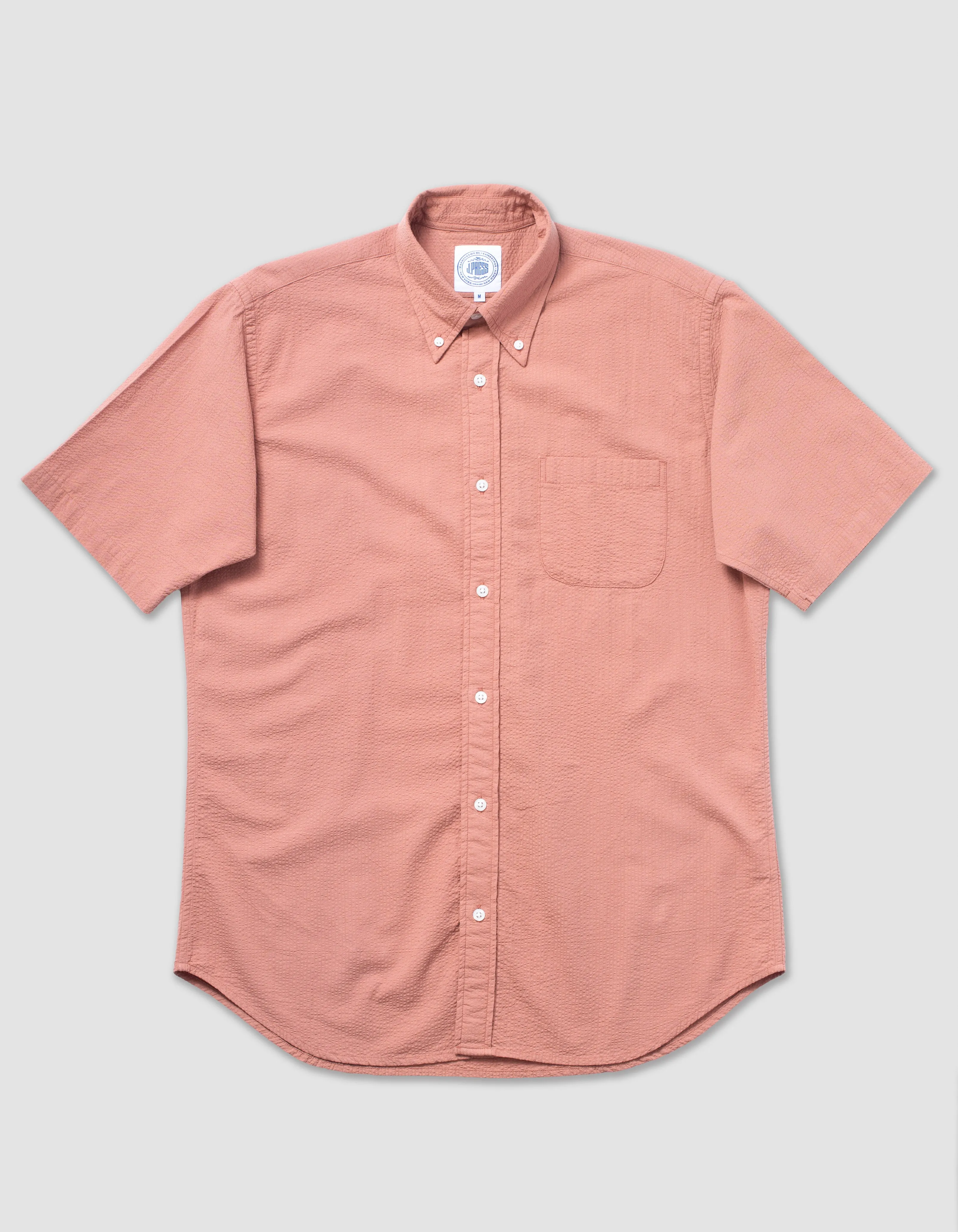 RED SEERSUCKER SHORT SLEEVE SHIRT