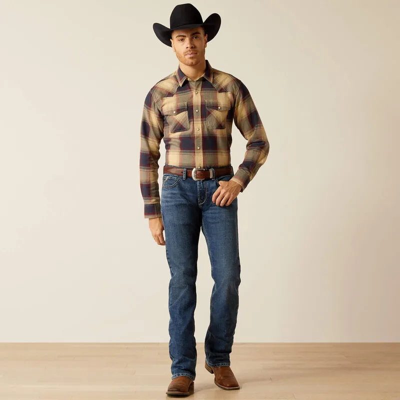 Retro Long Sleeve Hale Snap Shirt - Pale Khaki
