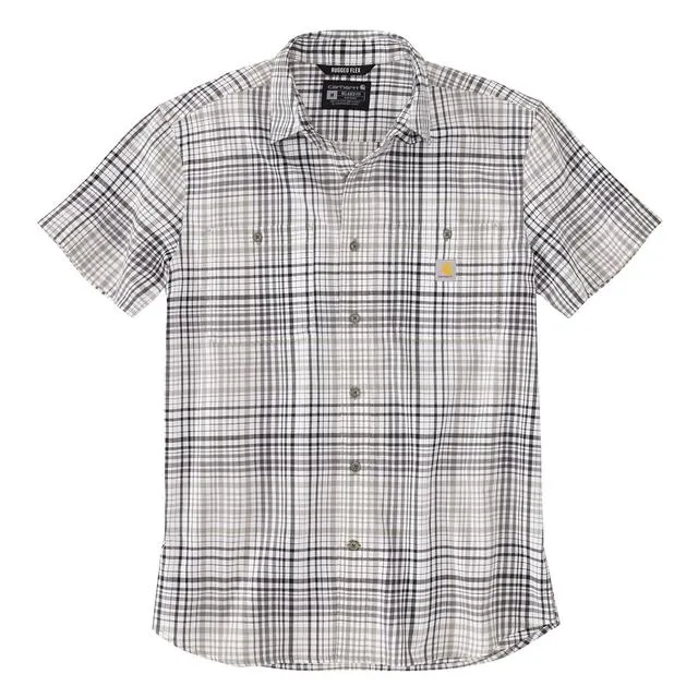 Rugged Flex Relaxed Fit Lightweight Short-Sleeved Plaid Shirt, Asphalt