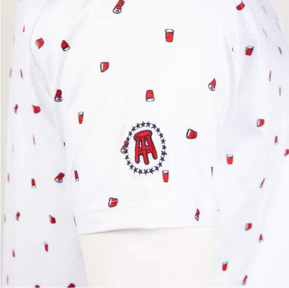 Saturdays Are Fore The Boys Solo Cup Printed Polo - White
