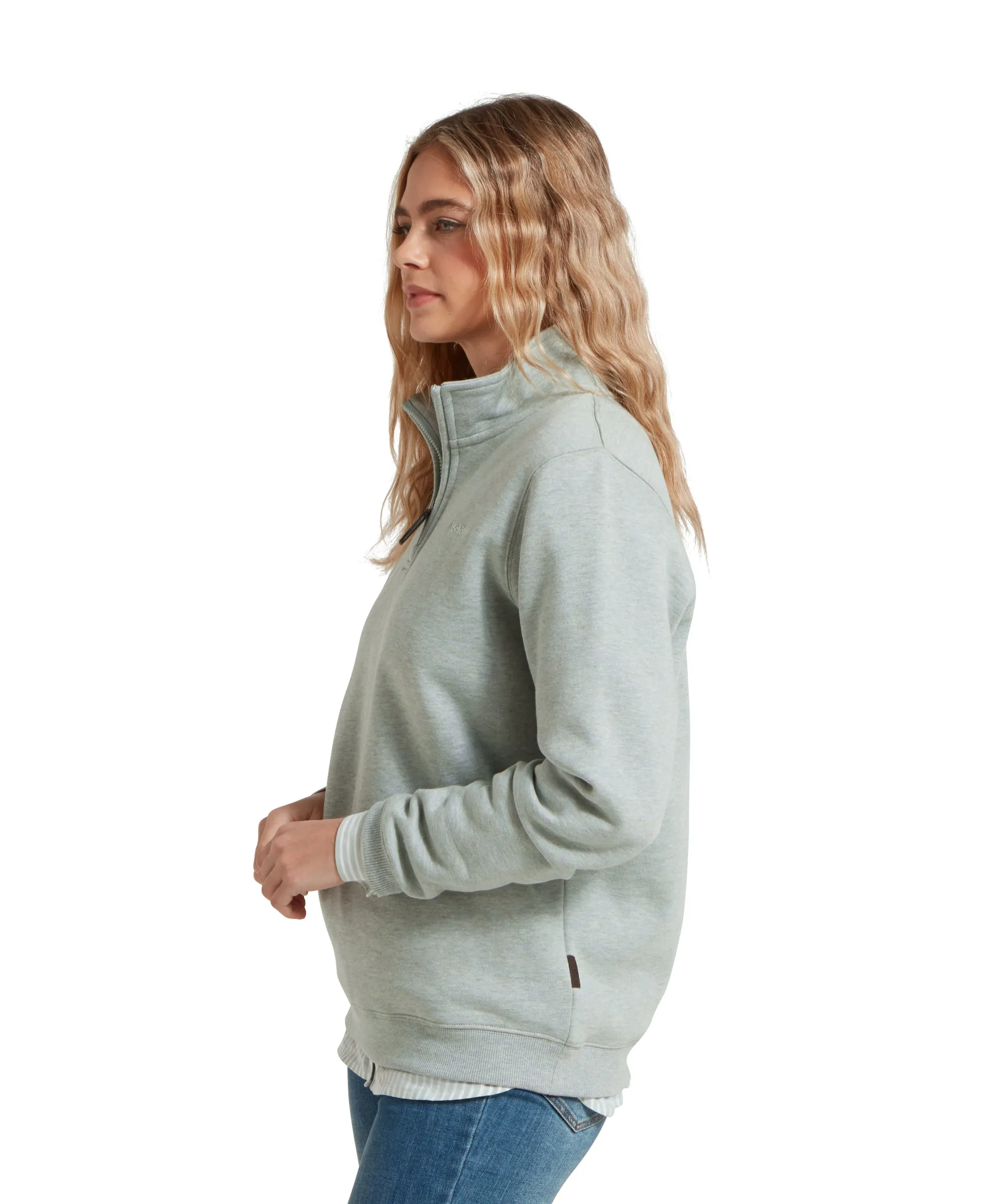 Sennen Cove Quarter Zip Sweatshirt - Aqua Grey