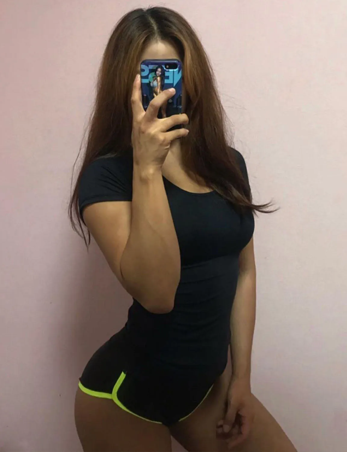 Sexy Booty Running Shorts black_fluorescentyellow ins_Running