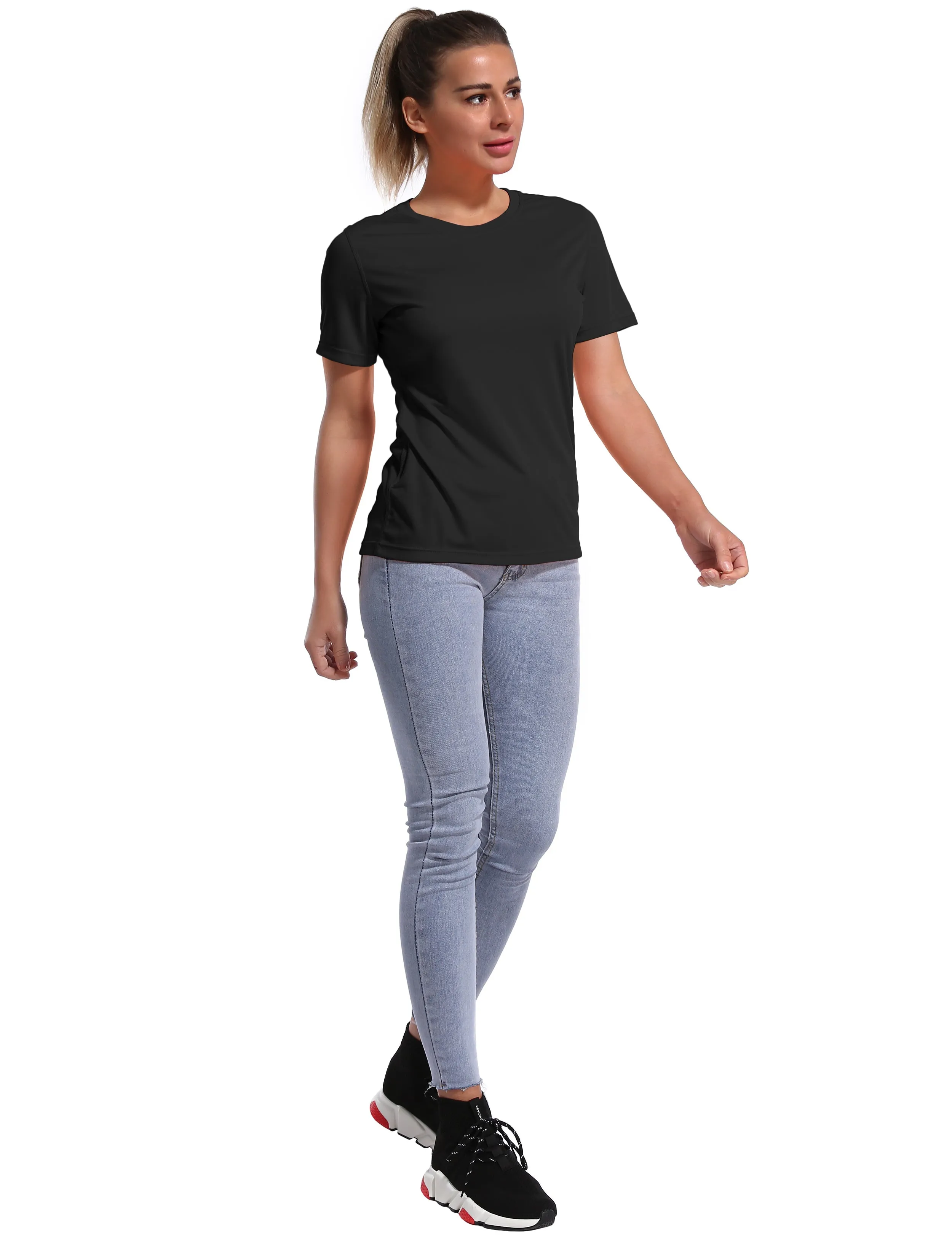 Short Sleeve Athletic Shirts black_Jogging