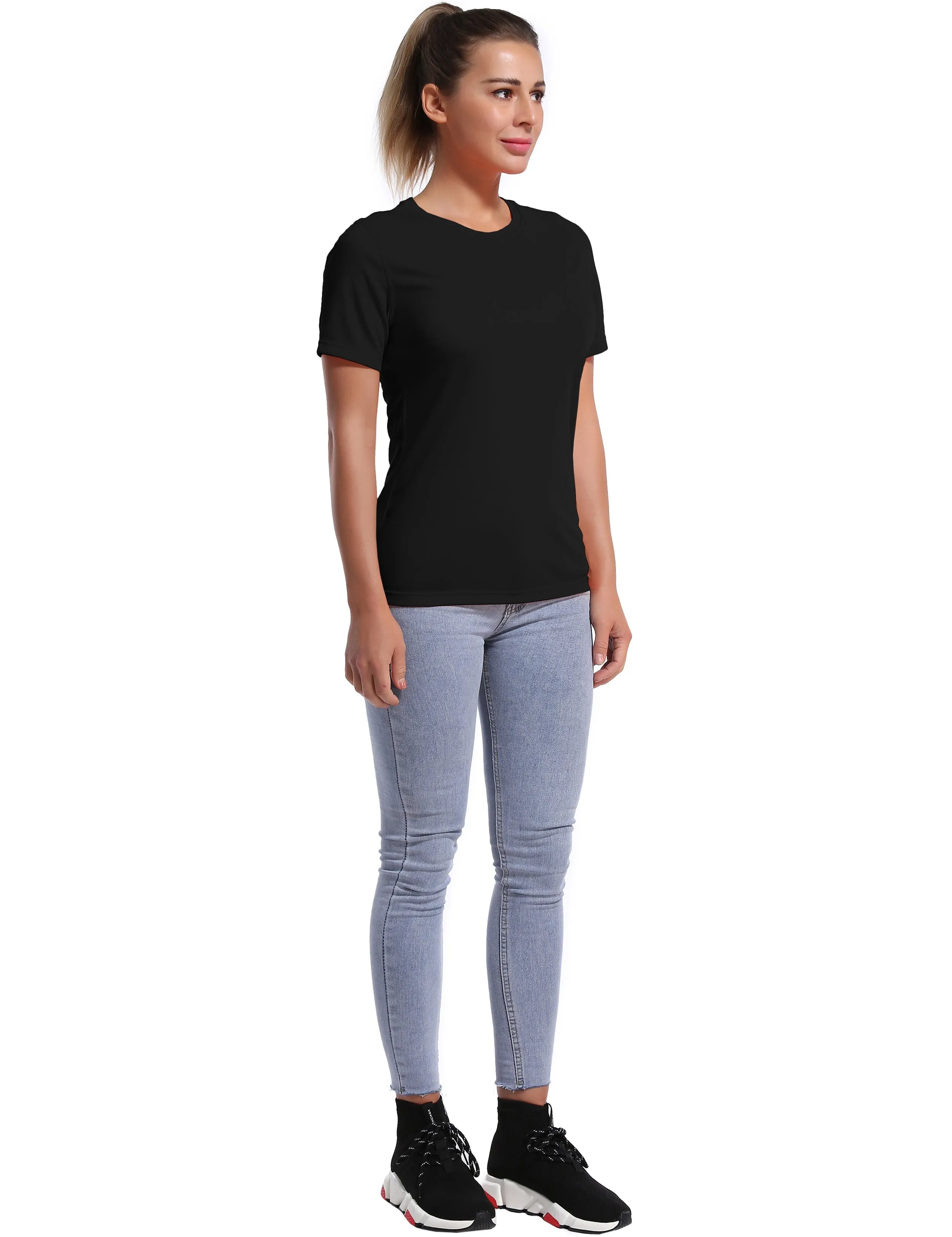 Short Sleeve Athletic Shirts black_Jogging