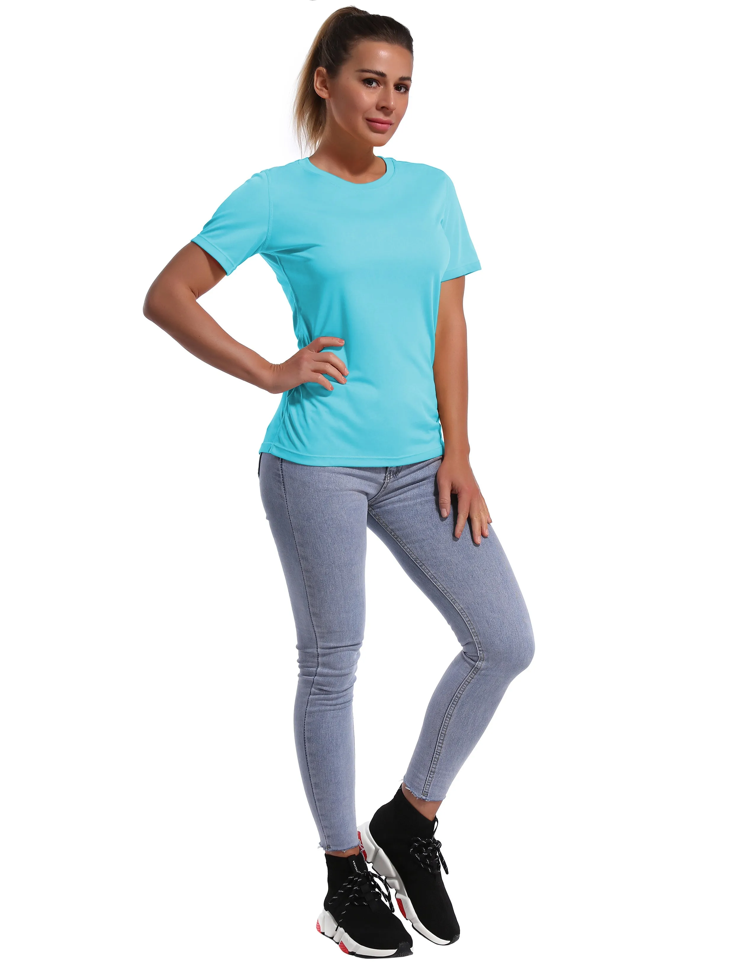 Short Sleeve Athletic Shirts blue_yoga