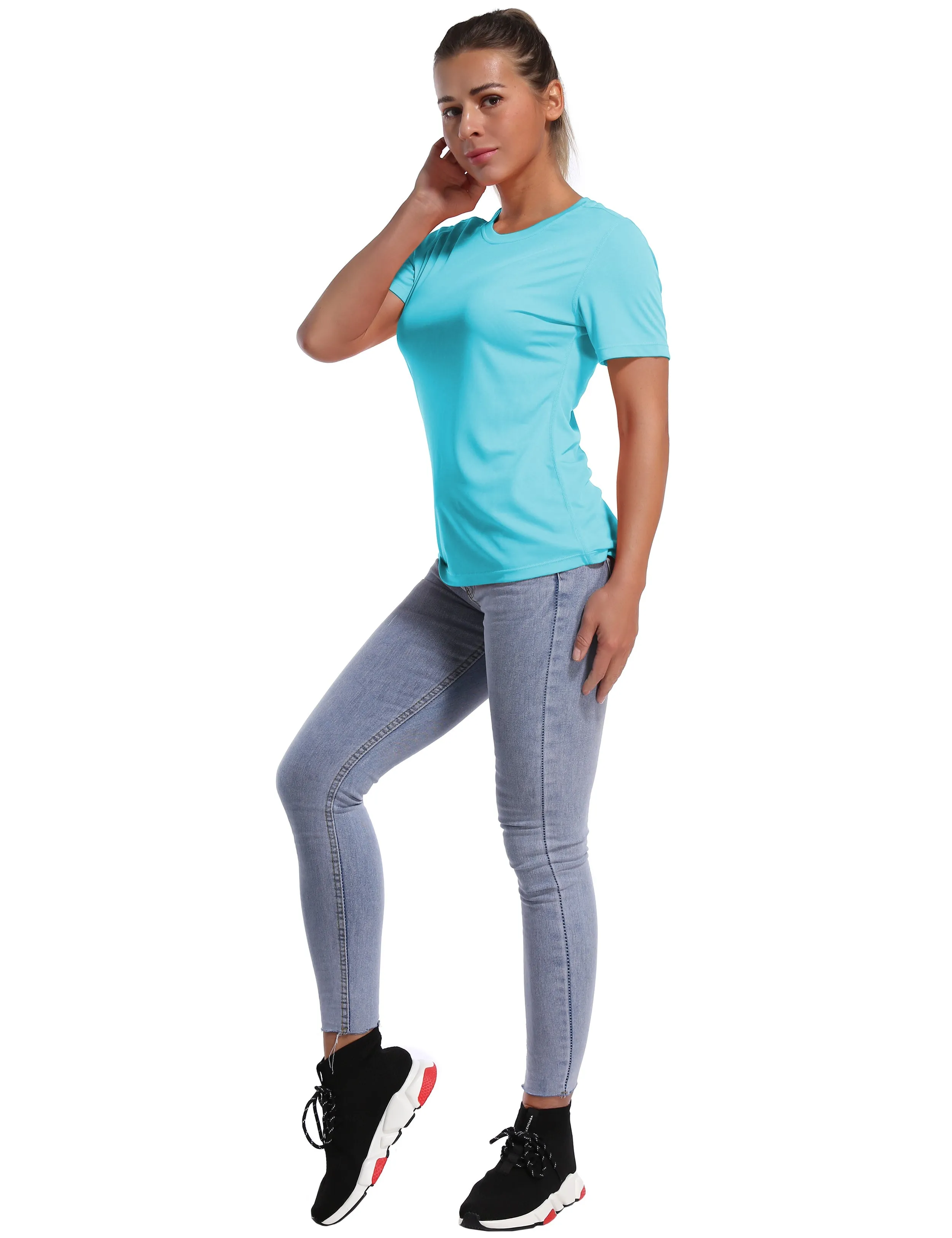 Short Sleeve Athletic Shirts blue_yoga
