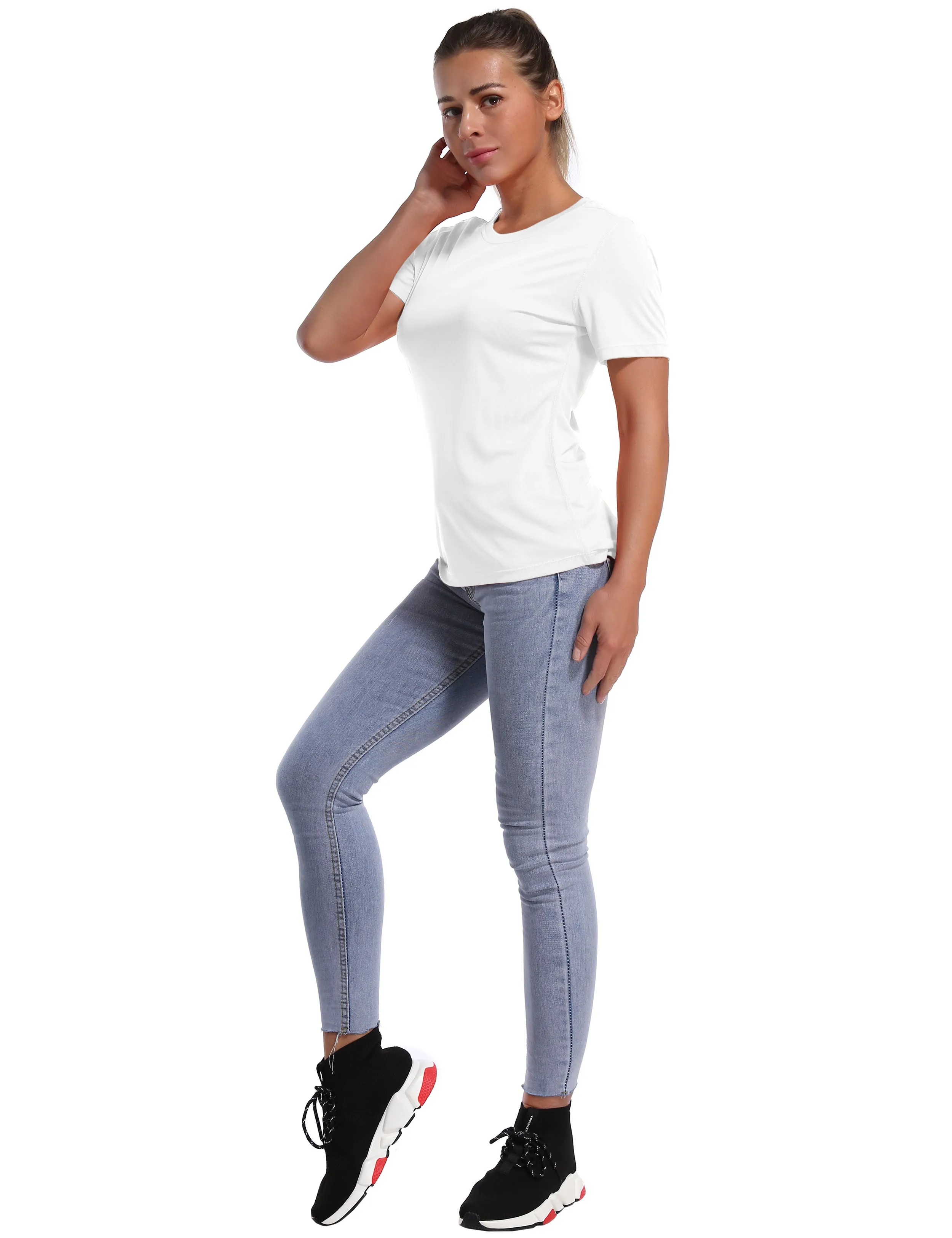 Short Sleeve Athletic Shirts white_Pilates