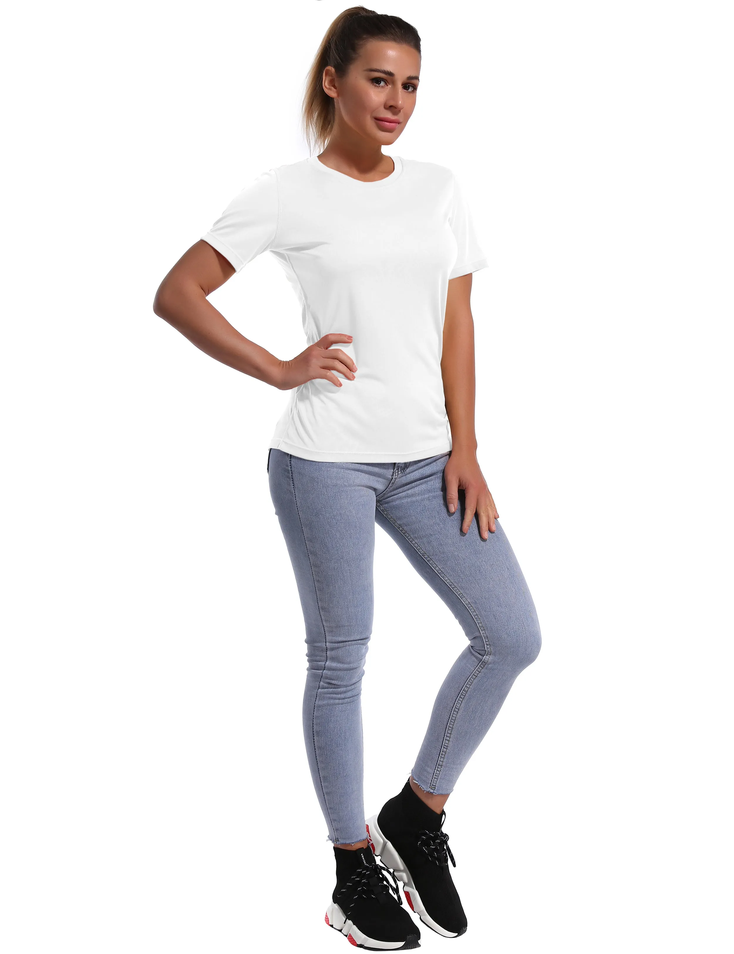 Short Sleeve Athletic Shirts white_Running