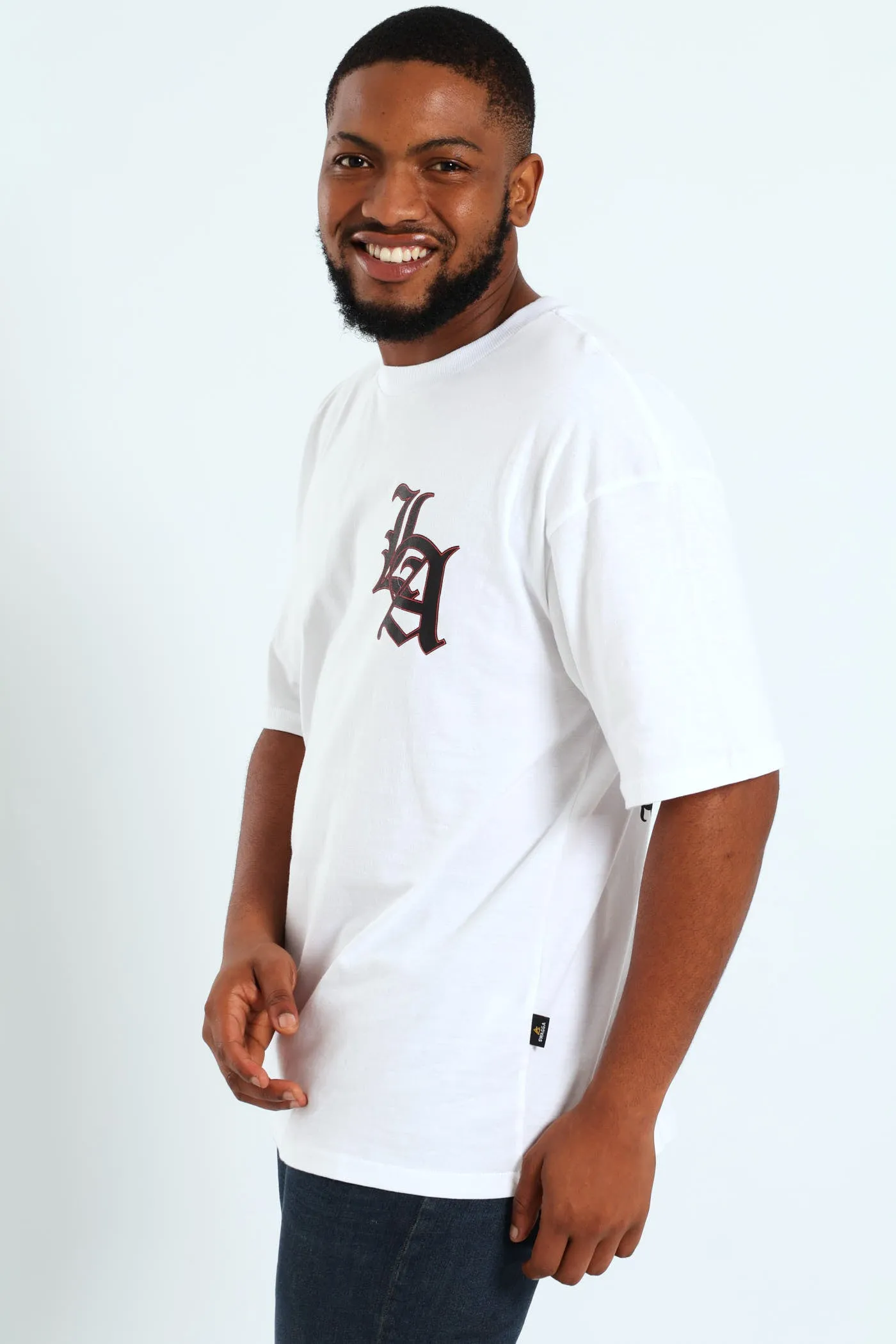 Short Sleeve Back Print Tee - White