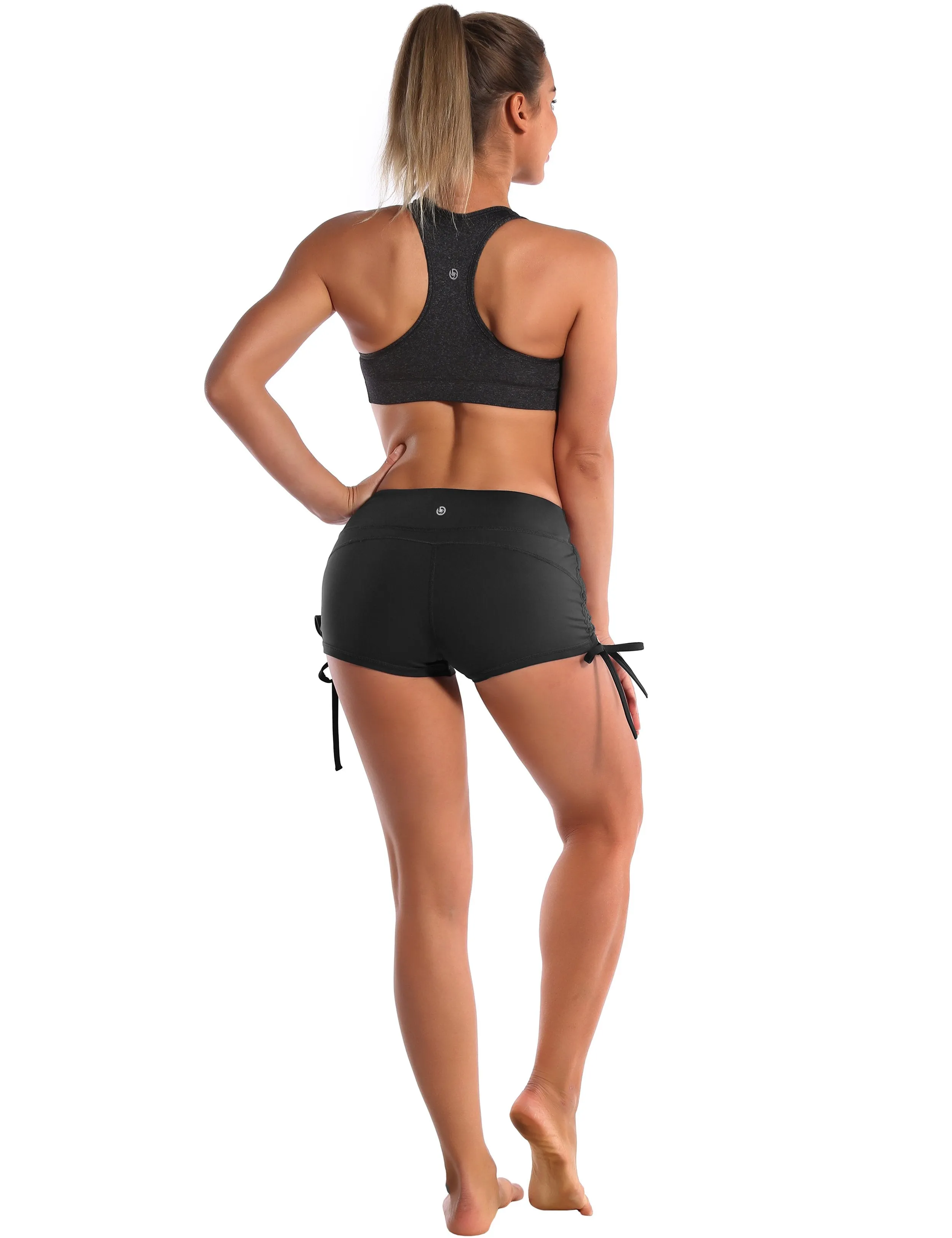 Side Drawstring Hot Shorts black ins_Running