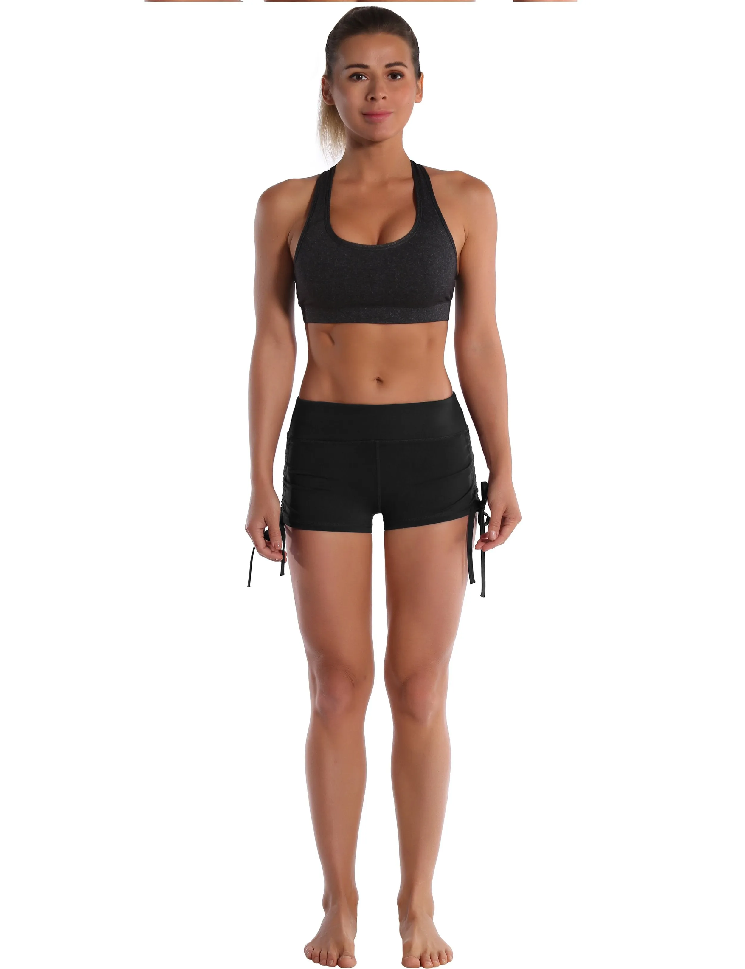 Side Drawstring Hot Shorts black ins_Running