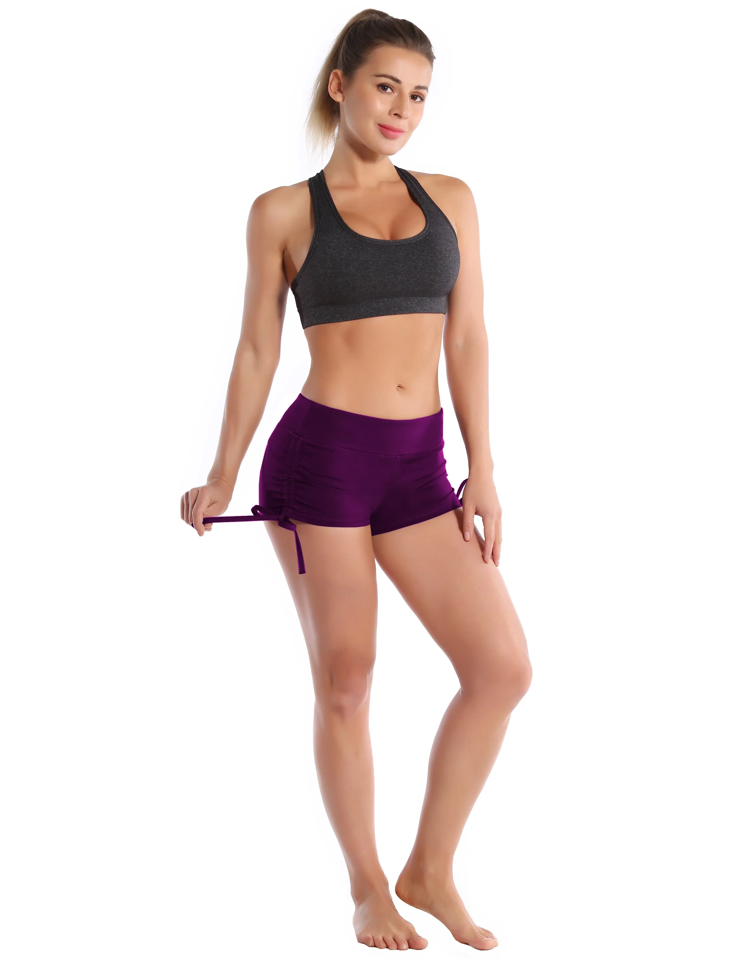 Side Drawstring Hot Shorts plum_Running