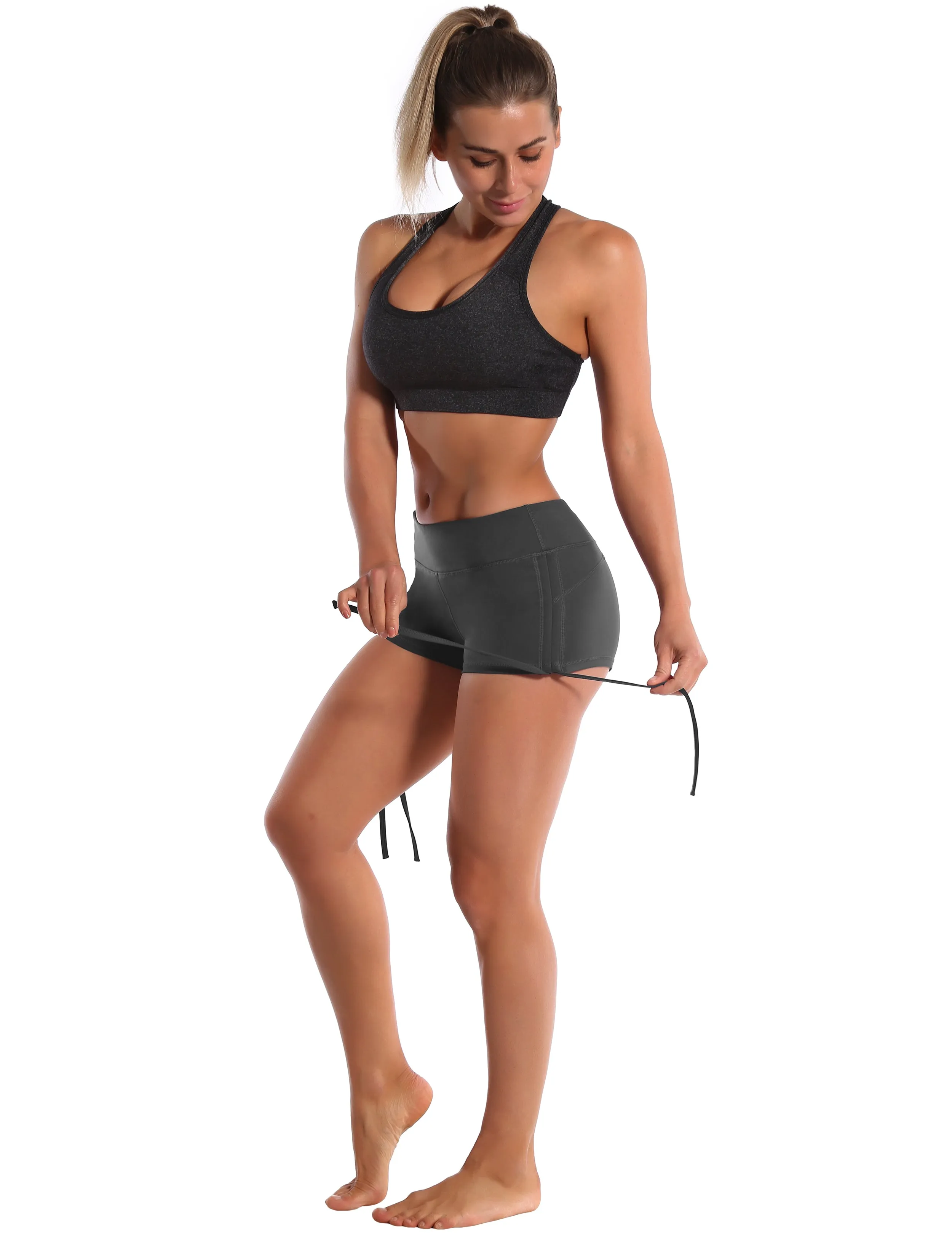 Side Drawstring Hot Shorts shadowcharcoal_Running