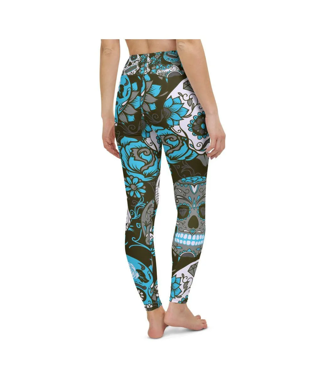 Sky Blue Sugar Skull Yoga Pants
