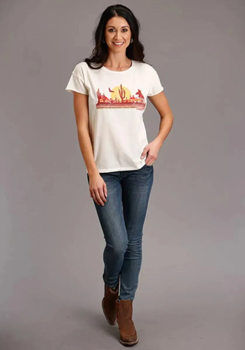 Stetson Cowgirl In Desert (White) - Women's Short Sleeve T-Shirt