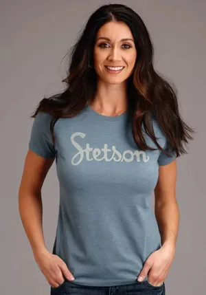 Stetson Vintage Script (Blue) - Women's Short Sleeve T-Shirt