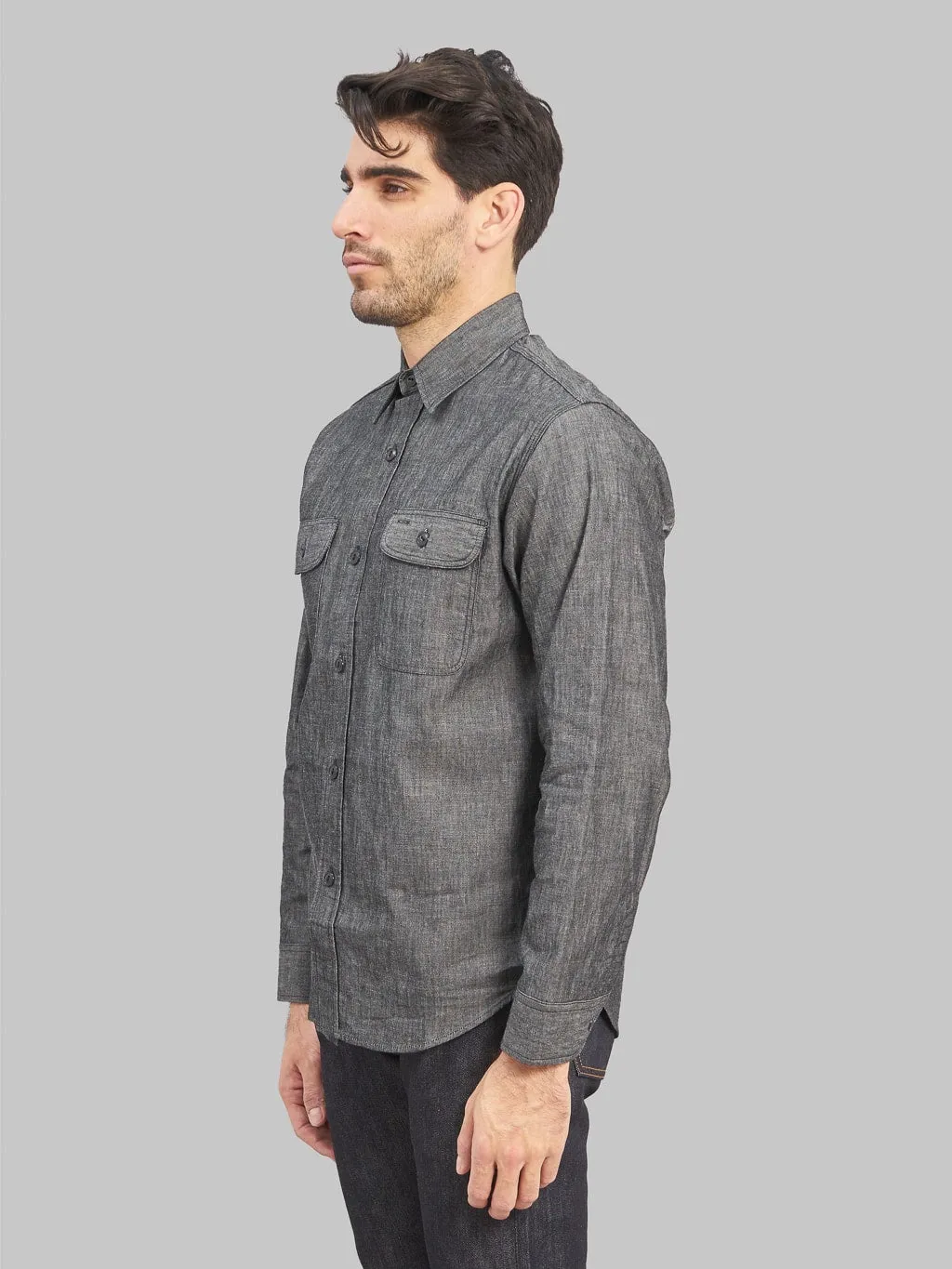 Sugar Cane Black Chambray Work Shirt