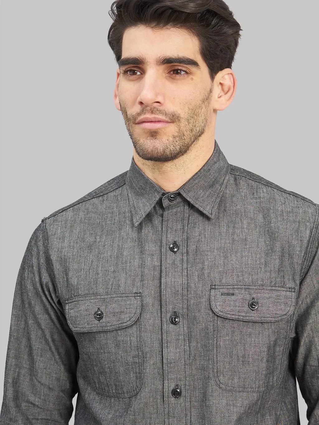 Sugar Cane Black Chambray Work Shirt