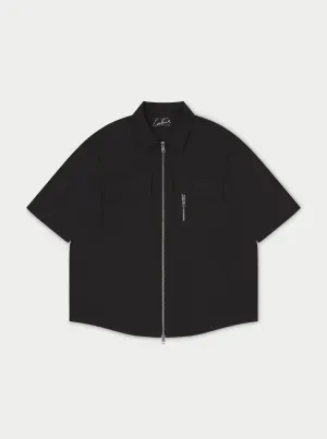 TECHNICAL HEAVYWEIGHT ZIP OVERSHIRT - BLACK