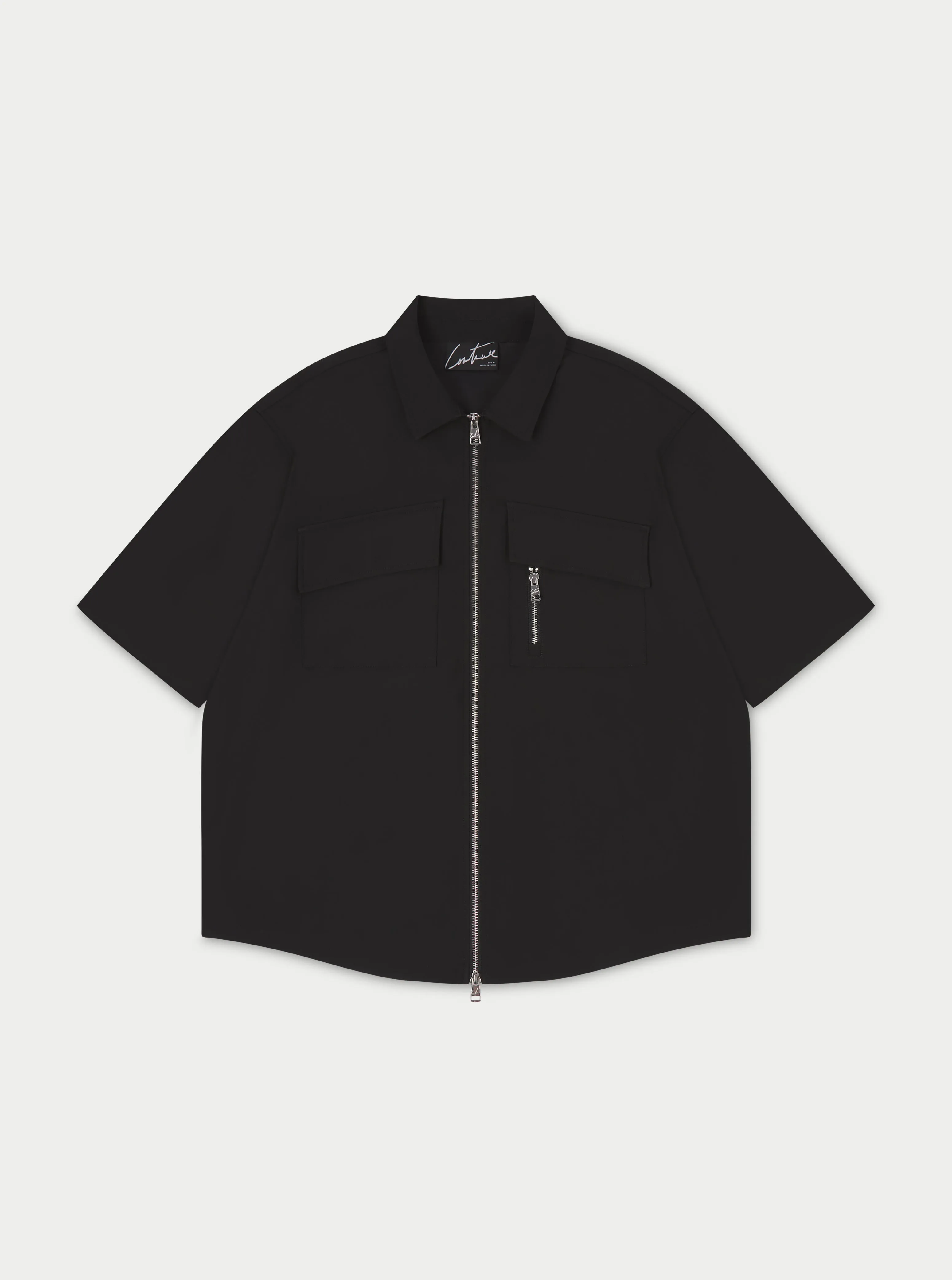 TECHNICAL HEAVYWEIGHT ZIP OVERSHIRT - BLACK