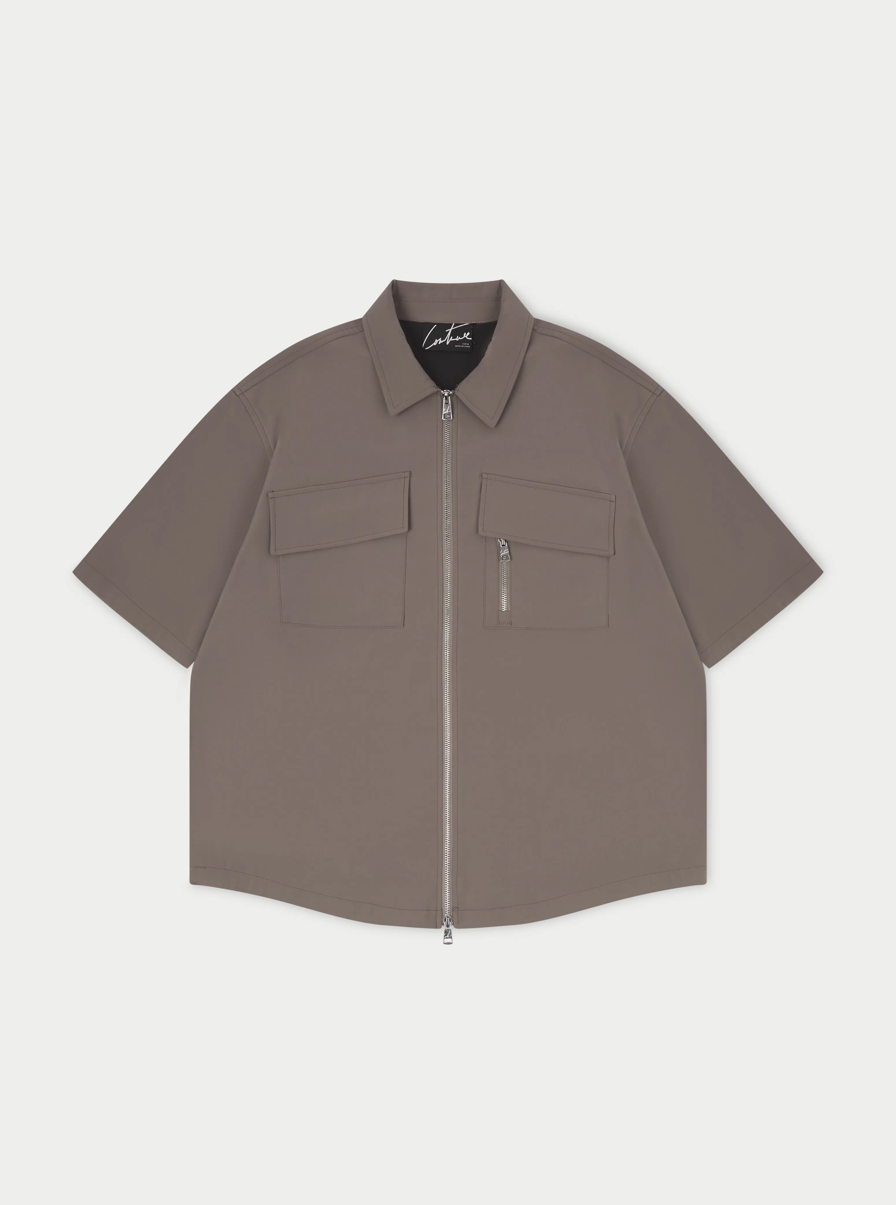 TECHNICAL HEAVYWEIGHT ZIP OVERSHIRT - COFFEE