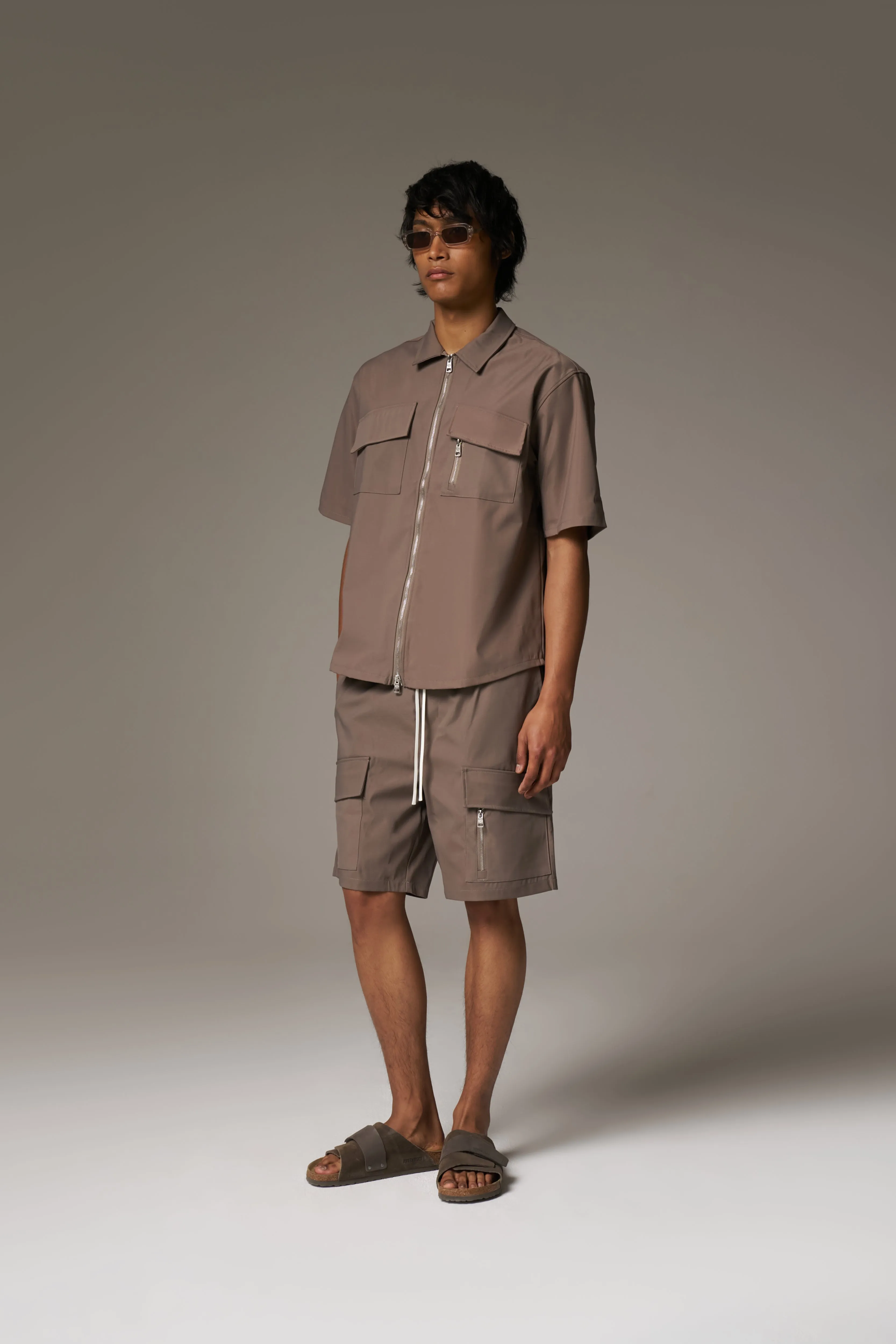 TECHNICAL HEAVYWEIGHT ZIP OVERSHIRT - COFFEE