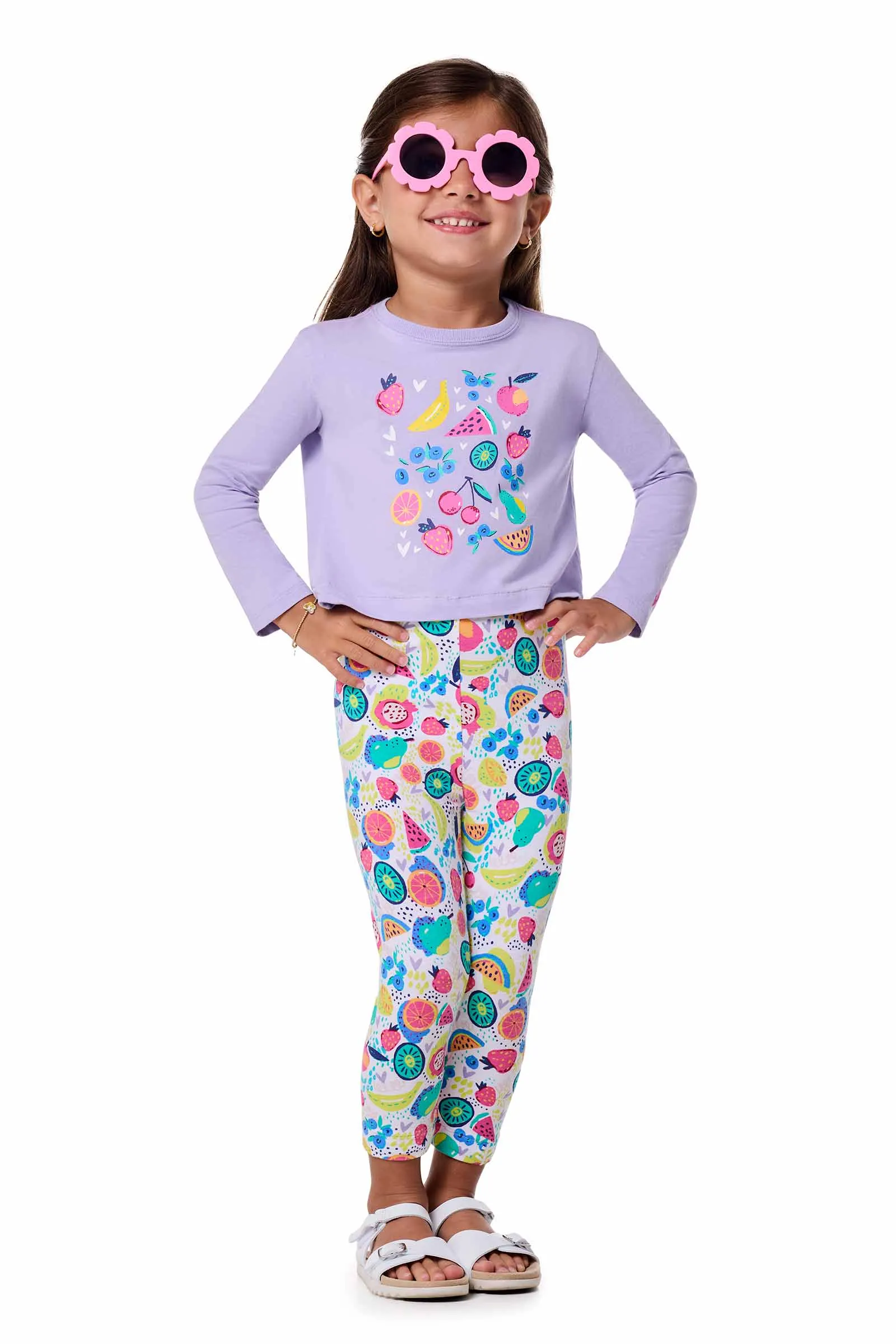 Toddler Coco Plum Everyday Long Sleeve Graphic T-Shirt | Lavendula Fruit Party