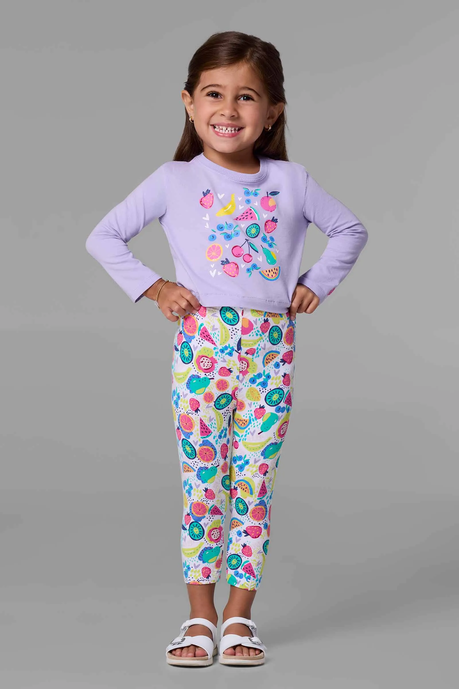 Toddler Coco Plum Everyday Long Sleeve Graphic T-Shirt | Lavendula Fruit Party