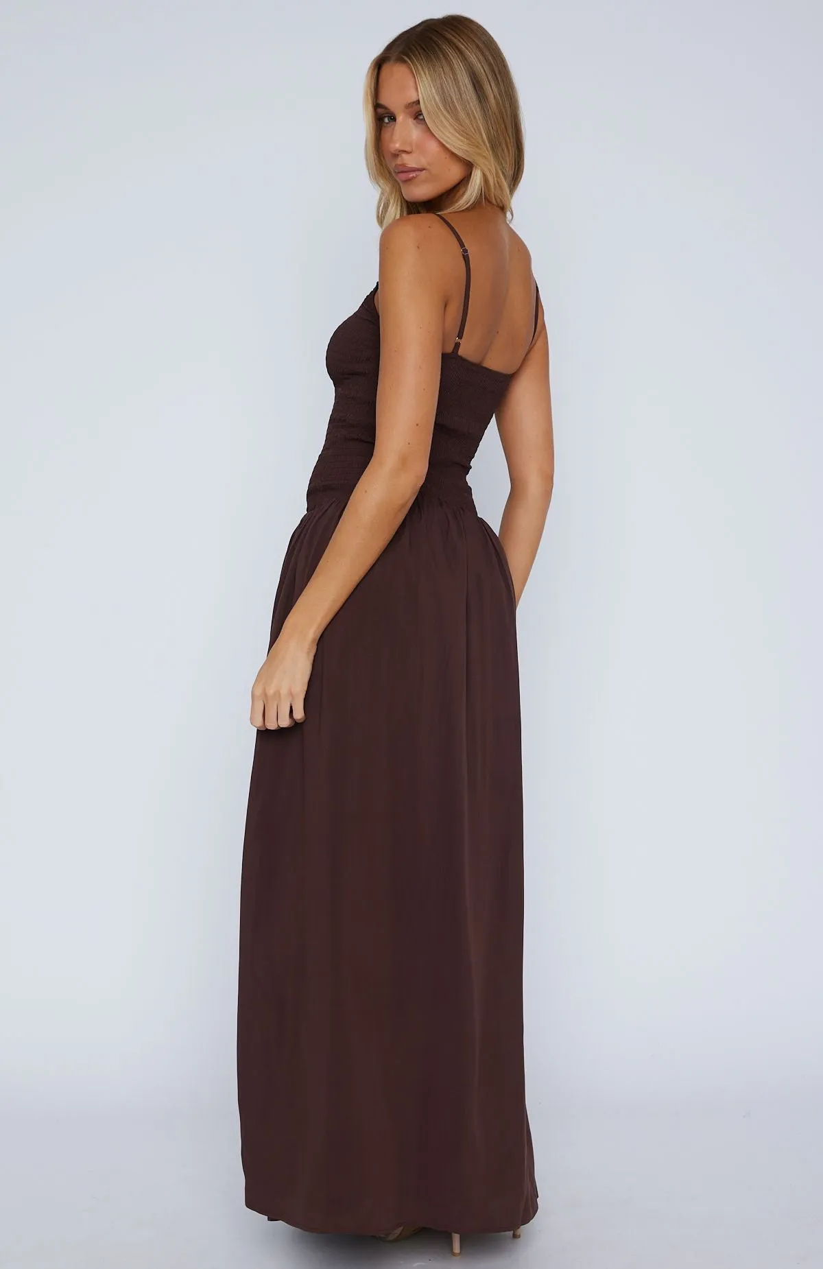 Too Many Questions Maxi Dress Chocolate