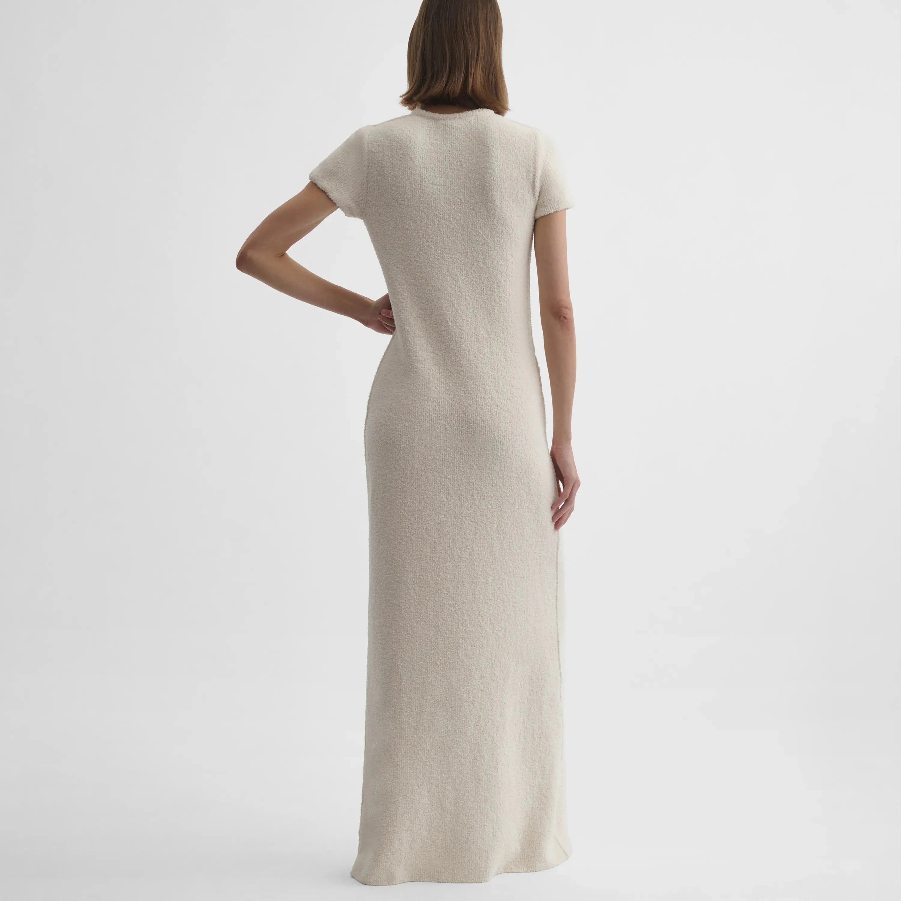 TOWELLING T-SHIRT DRESS | cream cotton sponge