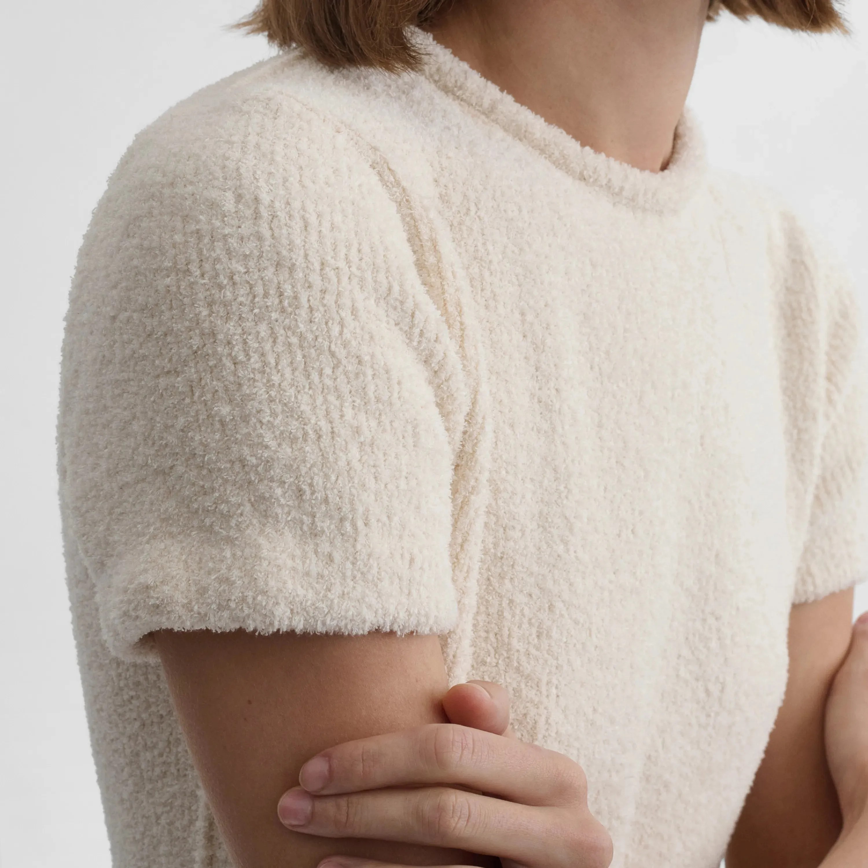TOWELLING T-SHIRT DRESS | cream cotton sponge