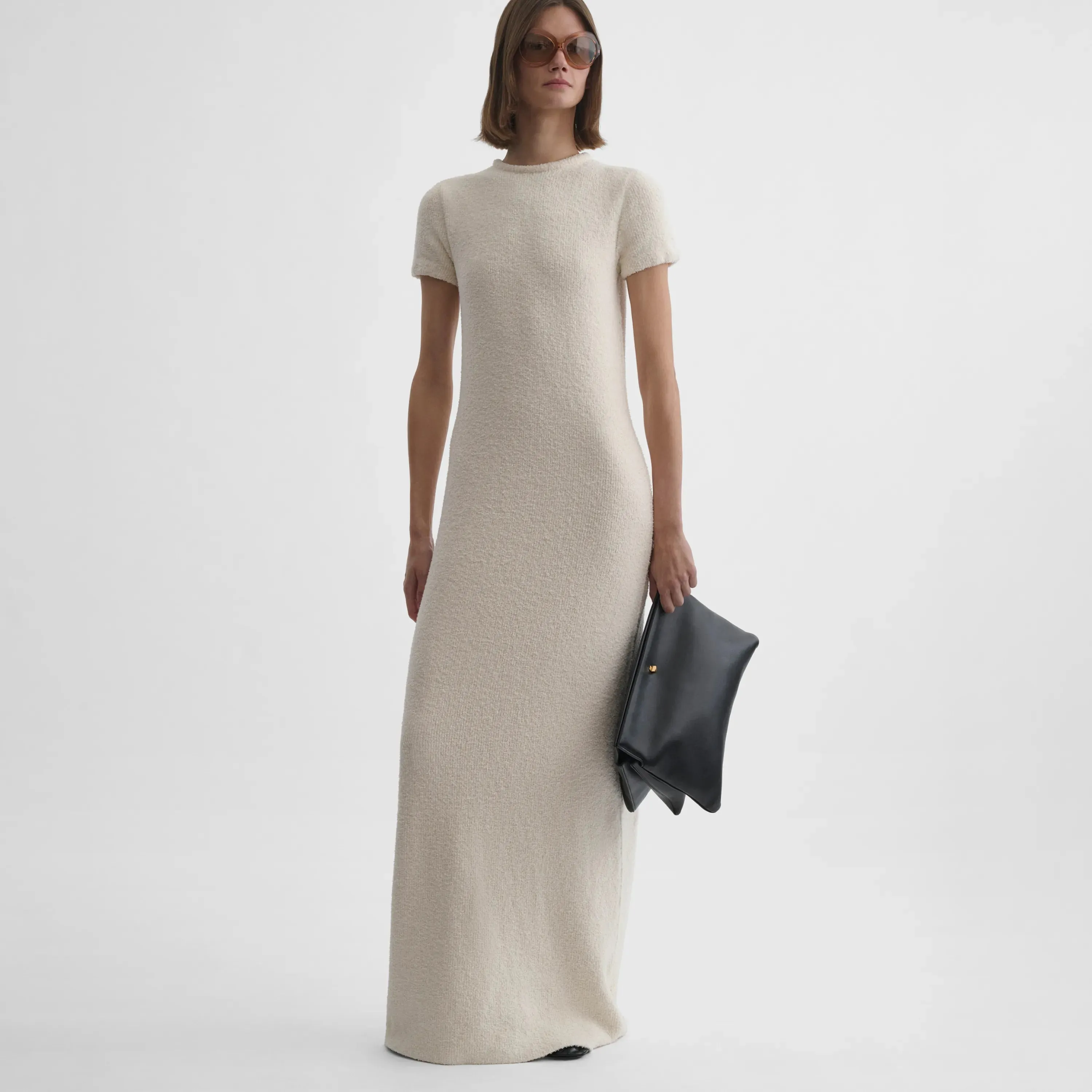 TOWELLING T-SHIRT DRESS | cream cotton sponge