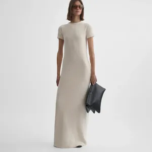 TOWELLING T-SHIRT DRESS | cream cotton sponge