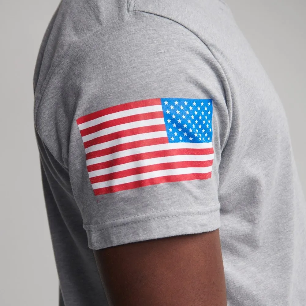 USA Flag Basic T-Shirt - Dark Heather Gray