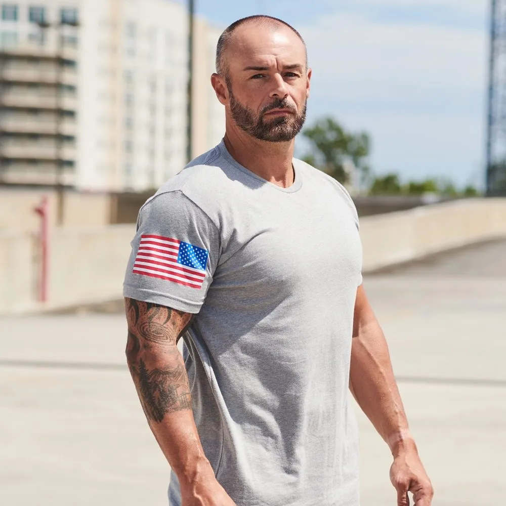 USA Flag Basic T-Shirt - Dark Heather Gray