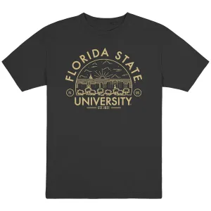Uscape Men's Florida State University Campus Design Short Sleeve Garment Dyed T-shirt - Black