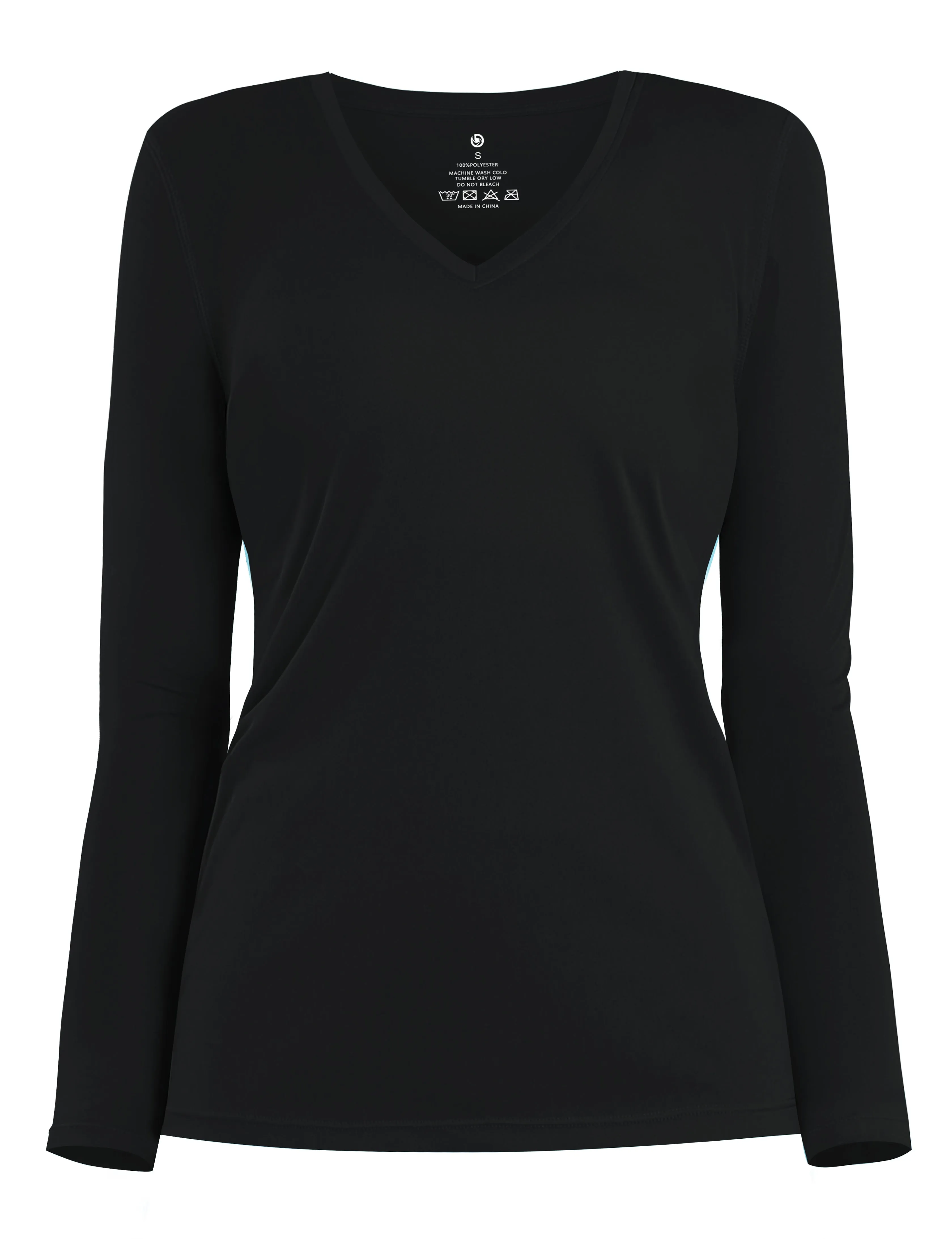 V Neck Long Sleeve Athletic Shirts black_Running