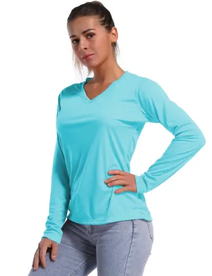 V Neck Long Sleeve Athletic Shirts blue_yoga