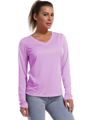 V Neck Long Sleeve Athletic Shirts purple_Jogging