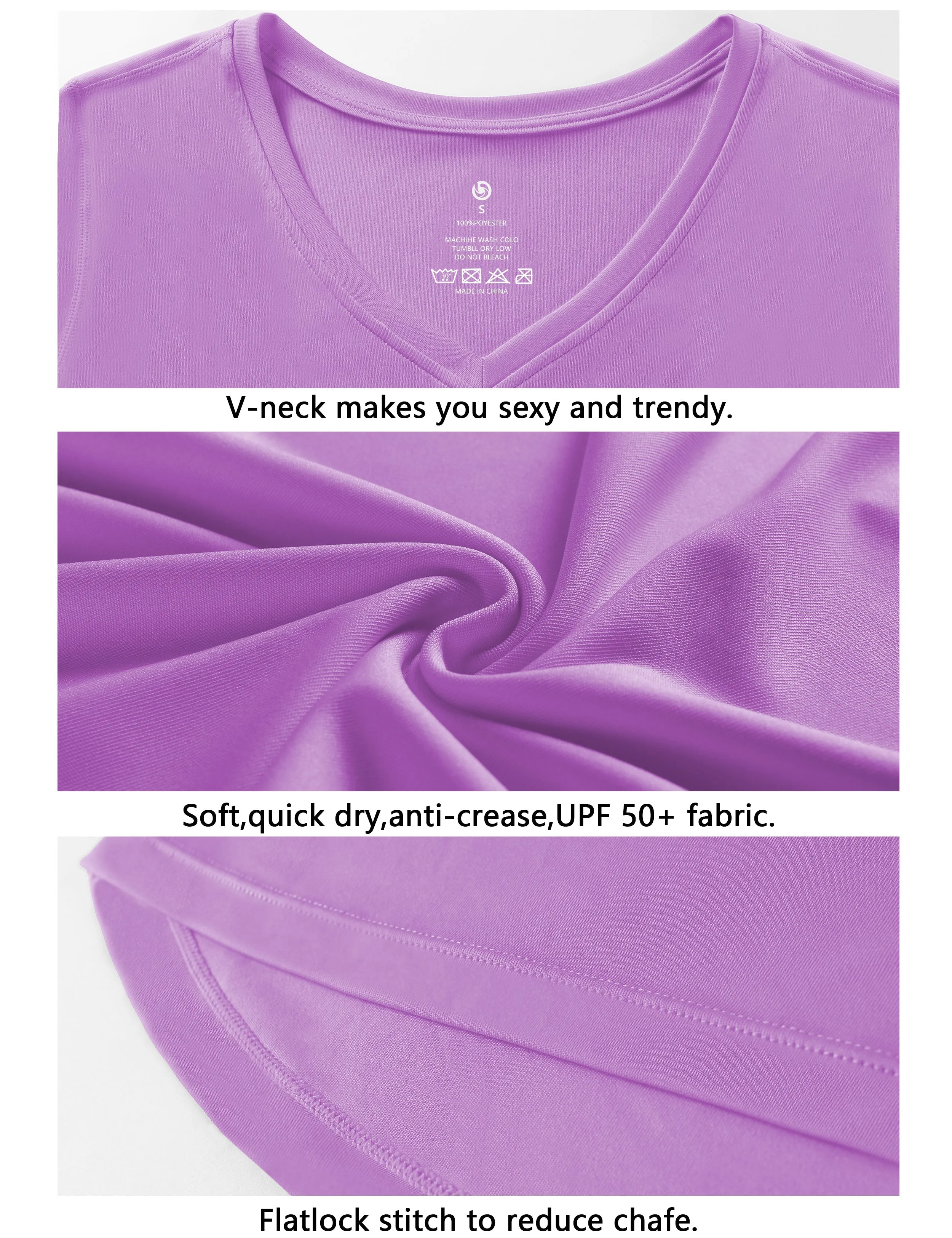 V Neck Long Sleeve Athletic Shirts purple_Jogging