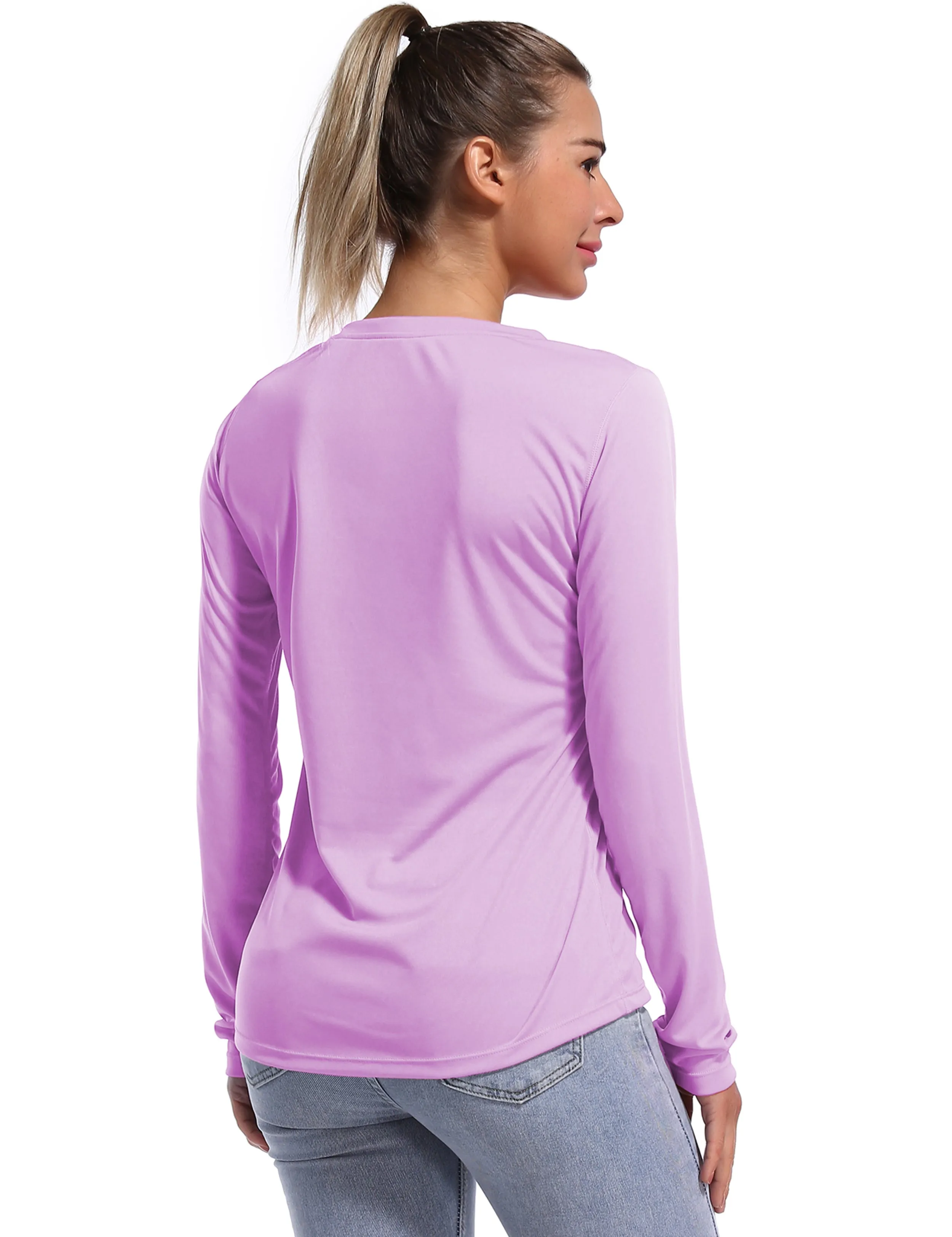 V Neck Long Sleeve Athletic Shirts purple_Jogging