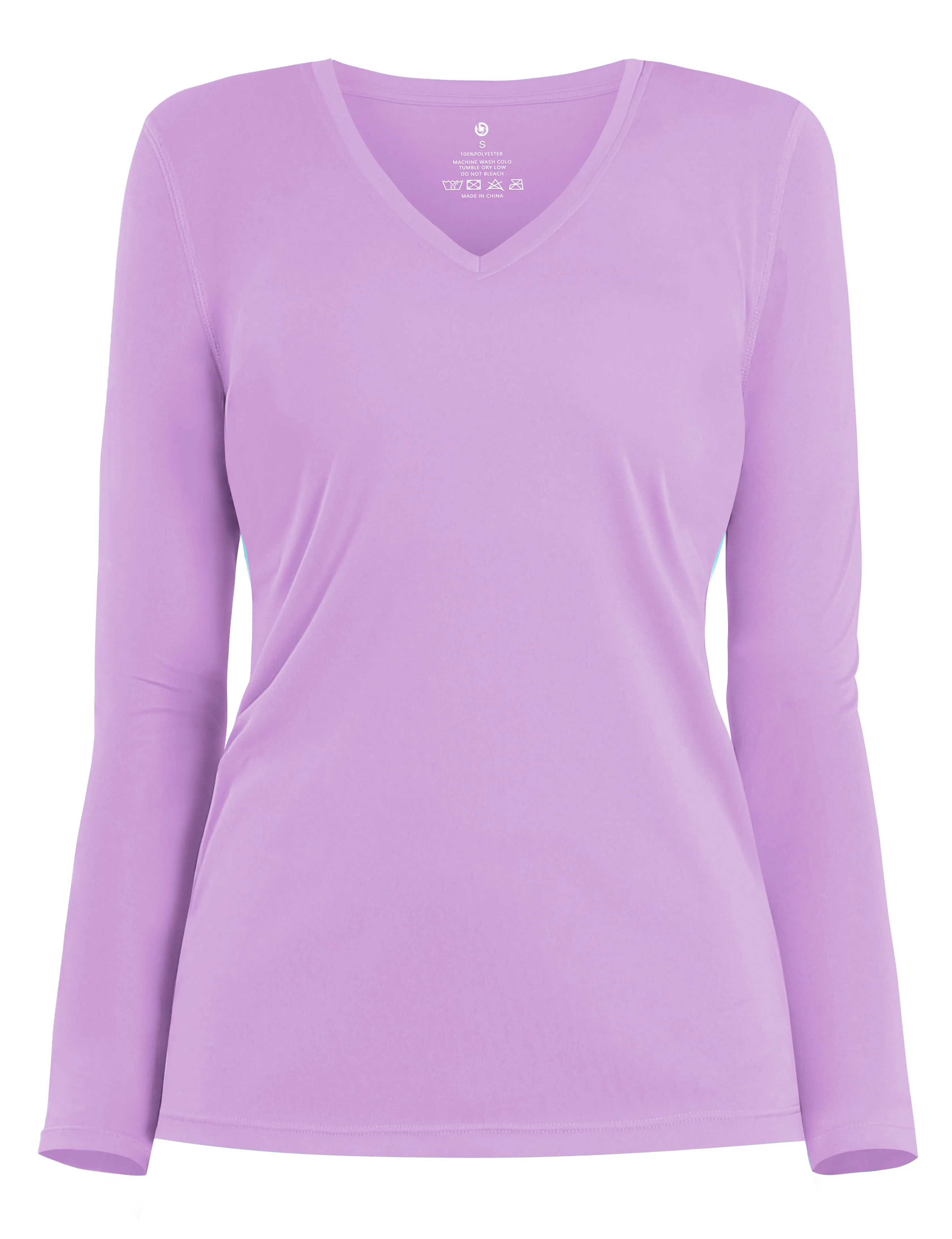 V Neck Long Sleeve Athletic Shirts purple_Jogging