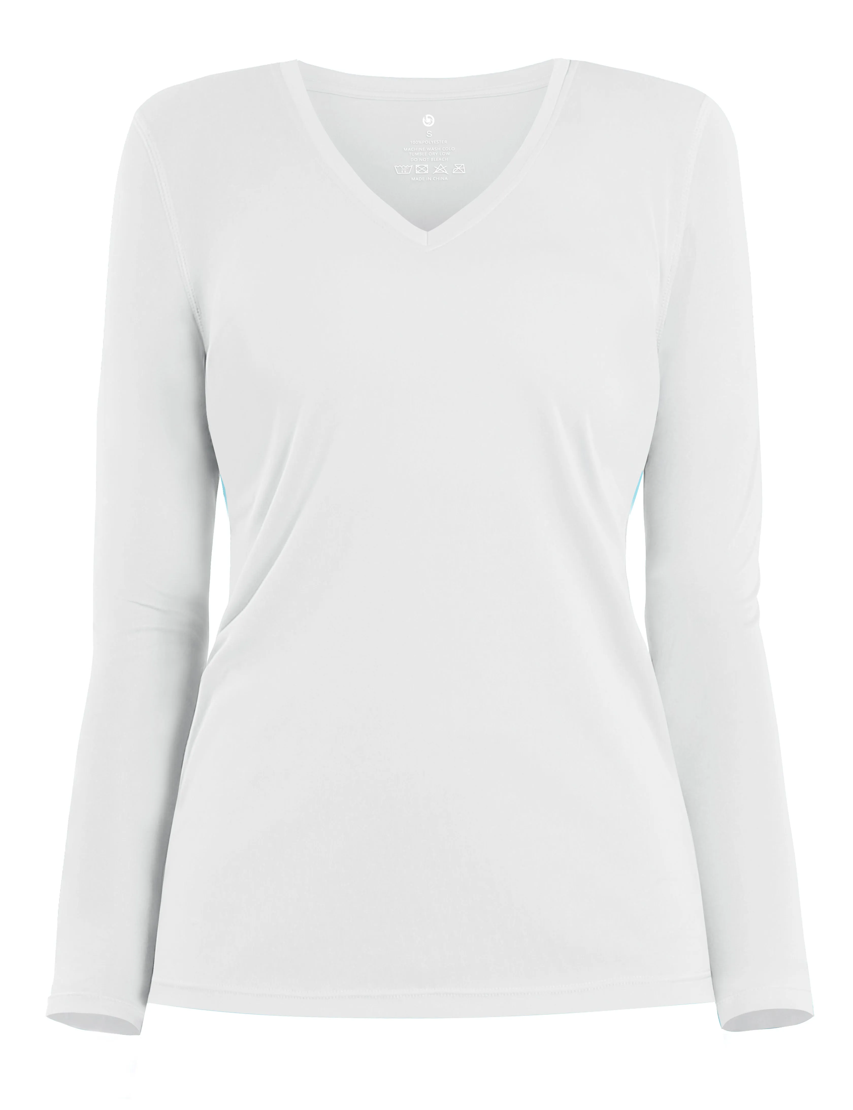 V Neck Long Sleeve Athletic Shirts white_yoga