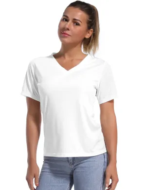 V-Neck Short Sleeve Athletic Shirts white_Pilates